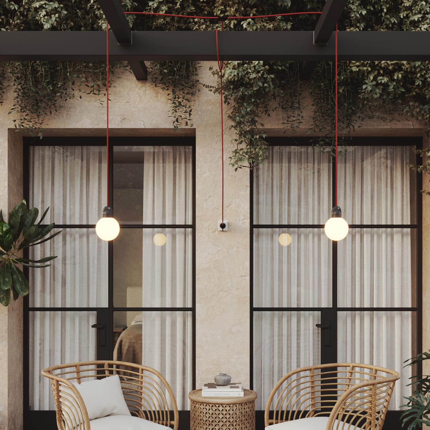 Lampada plug-in da esterno Modulair IP65 a 2 cadute con paralumi infrangibili Unbreak-a-Ball e cavo SM09