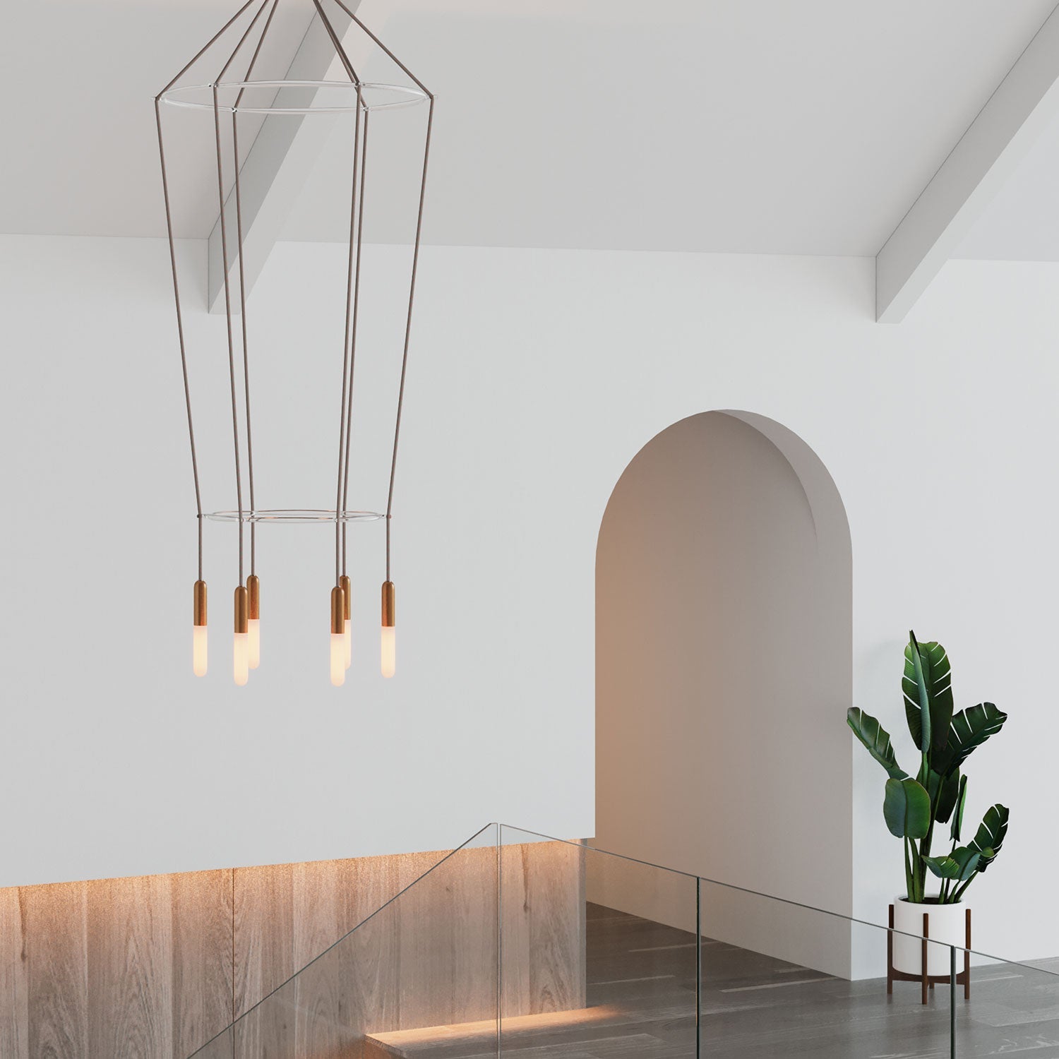 Lampadario 2 Cage a 6 cadute P-Light - Rame satinato