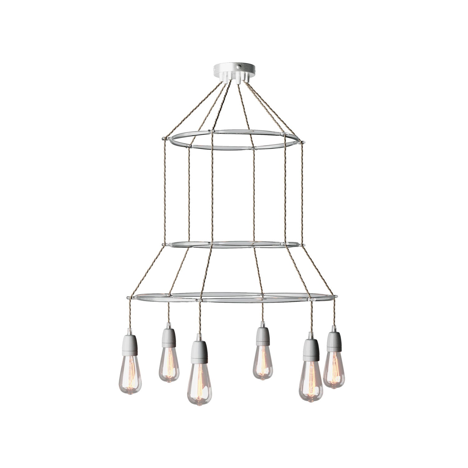 Lampadario 3 Cage a 6 cadute Edison ST64 - Grigio