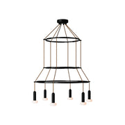 Lampadario 3 Cage a 6 cadute P-Light Dash - Nero