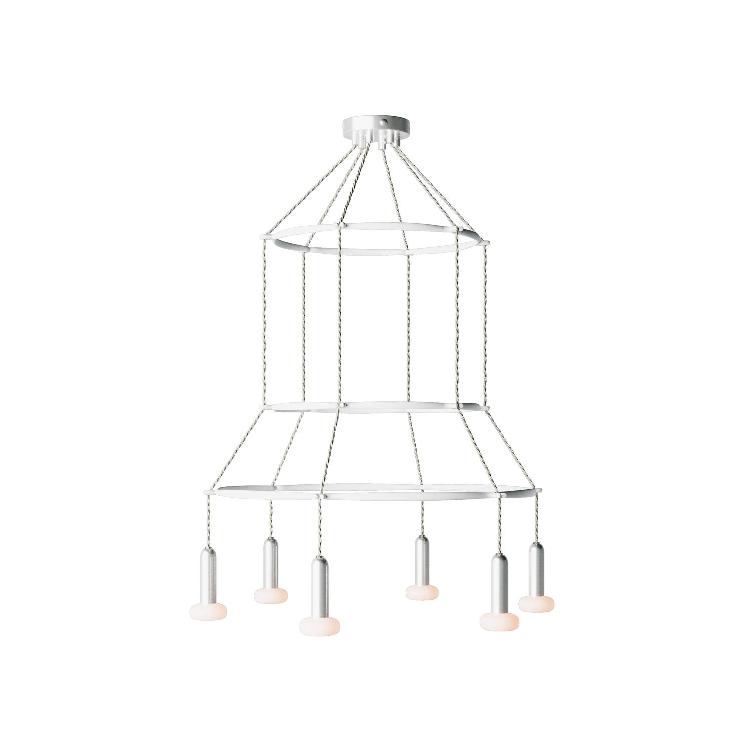 Lampadario 3 Cage a 6 cadute P-Light Dash - Titanio satinato
