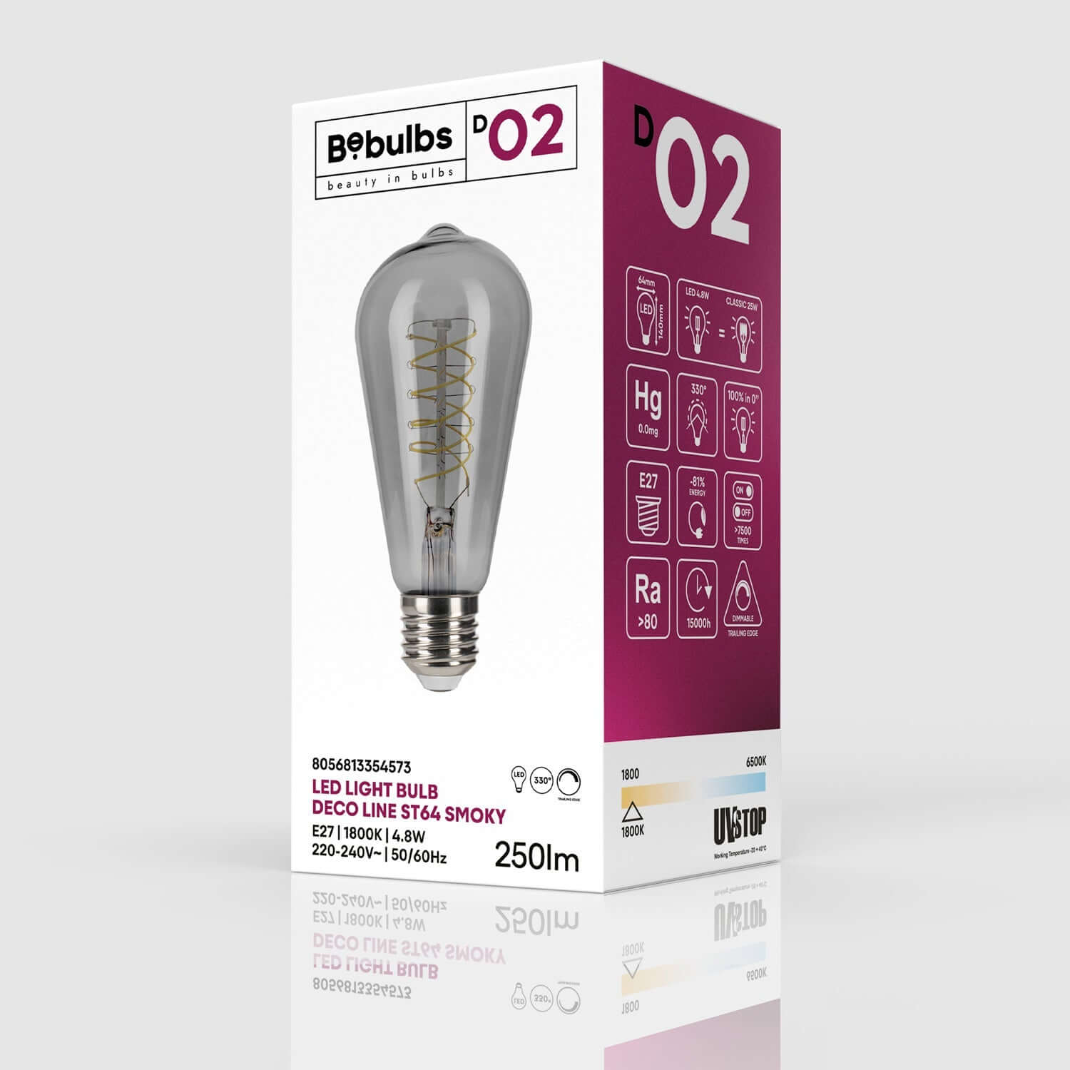 Lampadina LED Smoky Edison ST64 4,8W 250Lm E27 1800K Dimmerabile - D02