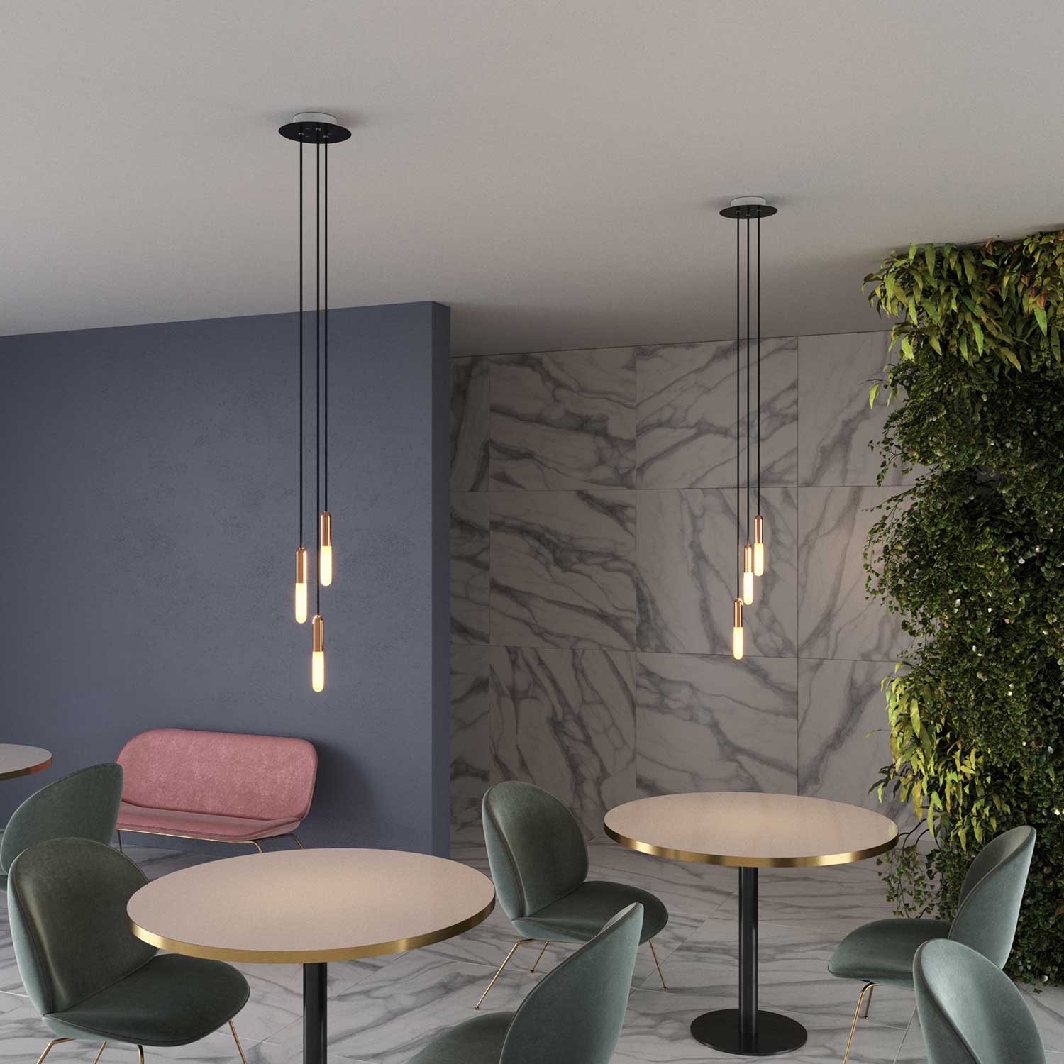 P-Light, kit portalampada E14 in metallo con serracavo a scomparsa - Rame