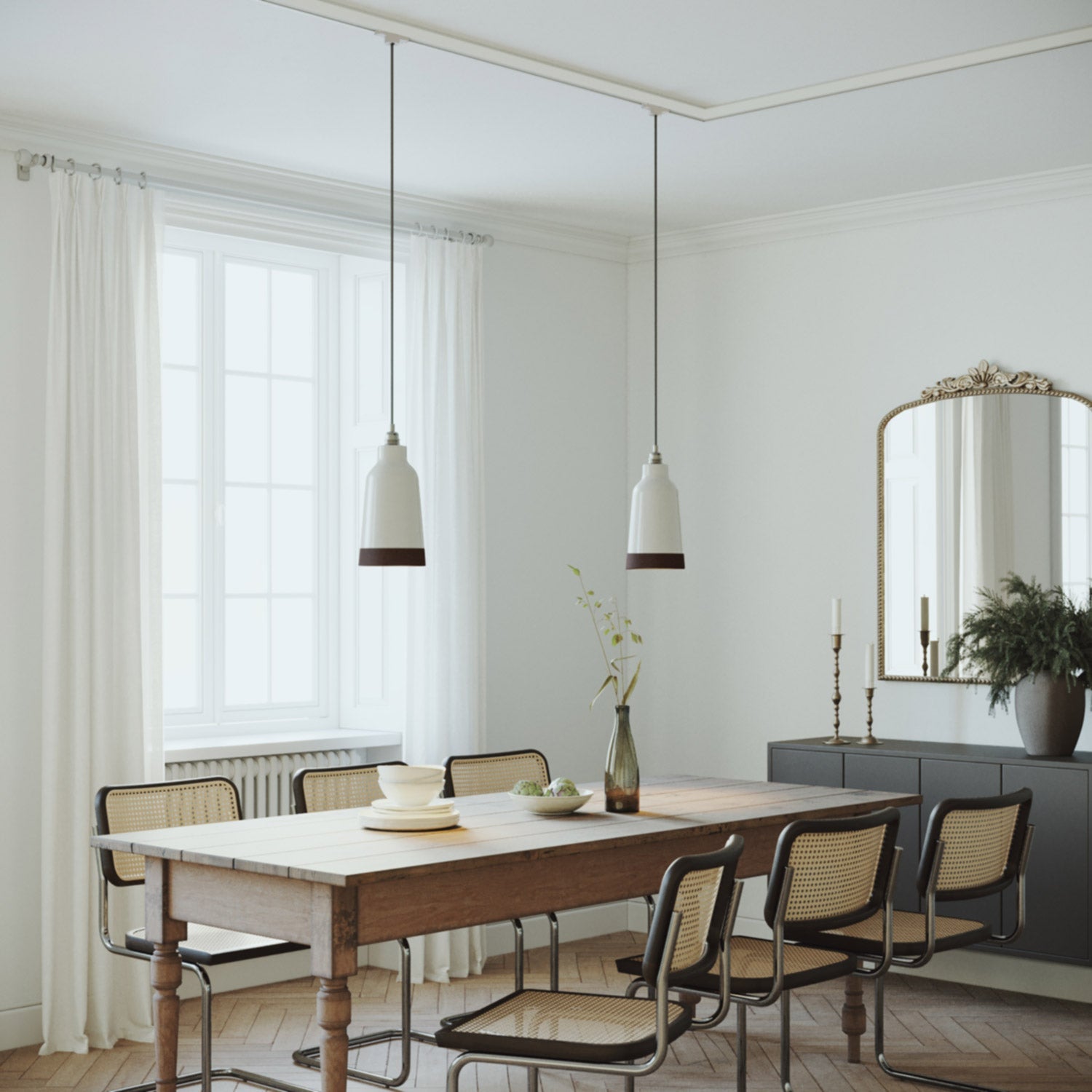 Paralume Bottiglia bicolore in ceramica Bianco e Marrone, collezione Materia - Made in Italy