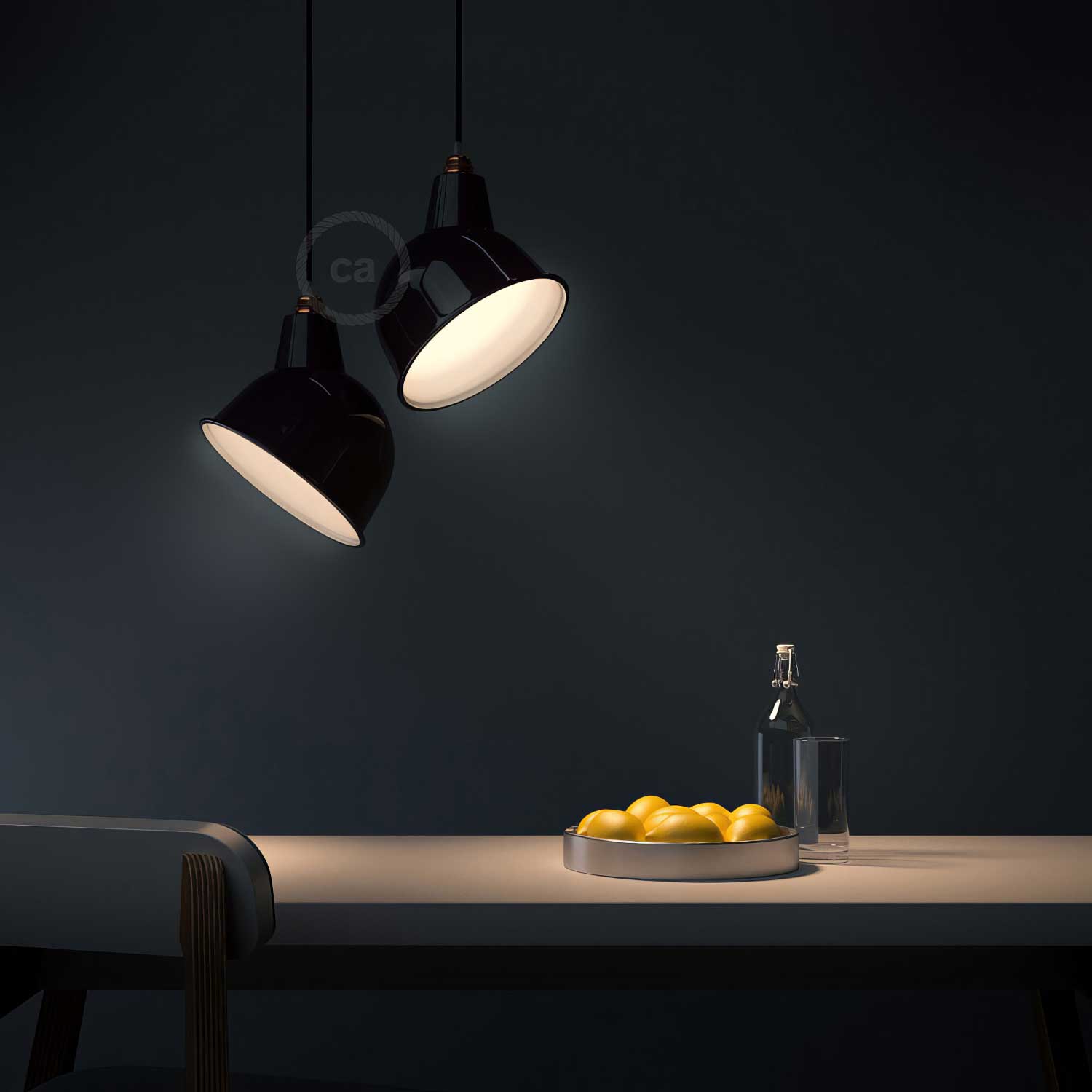 Paralume Broadway in metallo smaltato con attacco E27 - Nero