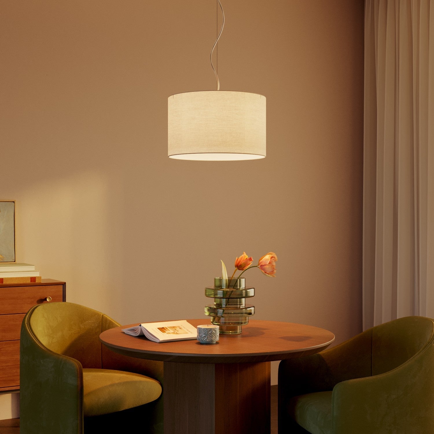 Paralume Cilindro L in tessuto con attacco E27 - Made in Italy - Arenal Sabbia