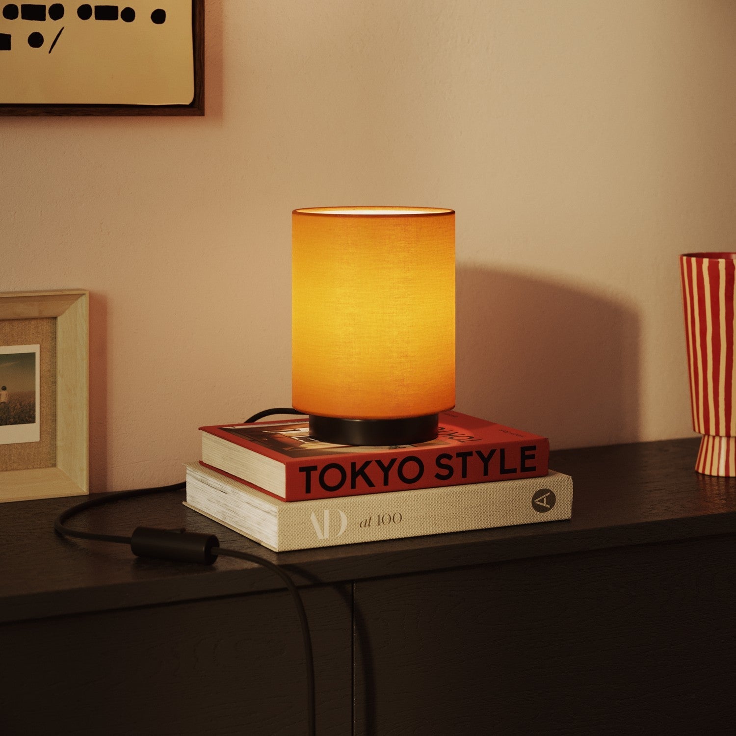 Paralume Cilindro S in tessuto con attacco E27 - Made in Italy - Teletta Mandarino