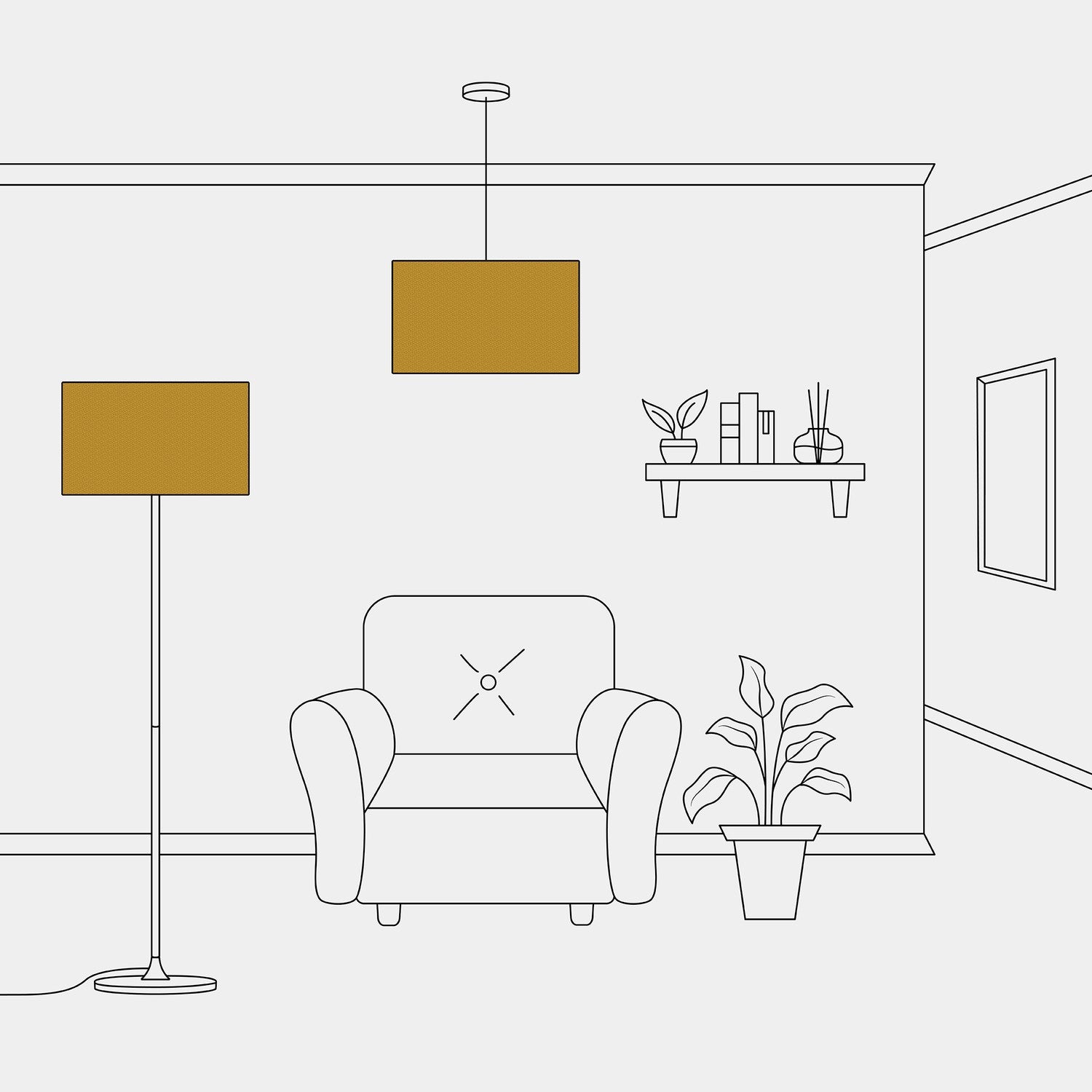 Paralume Cilindro XL in tessuto con attacco E27 - Made in Italy - Lana Senape