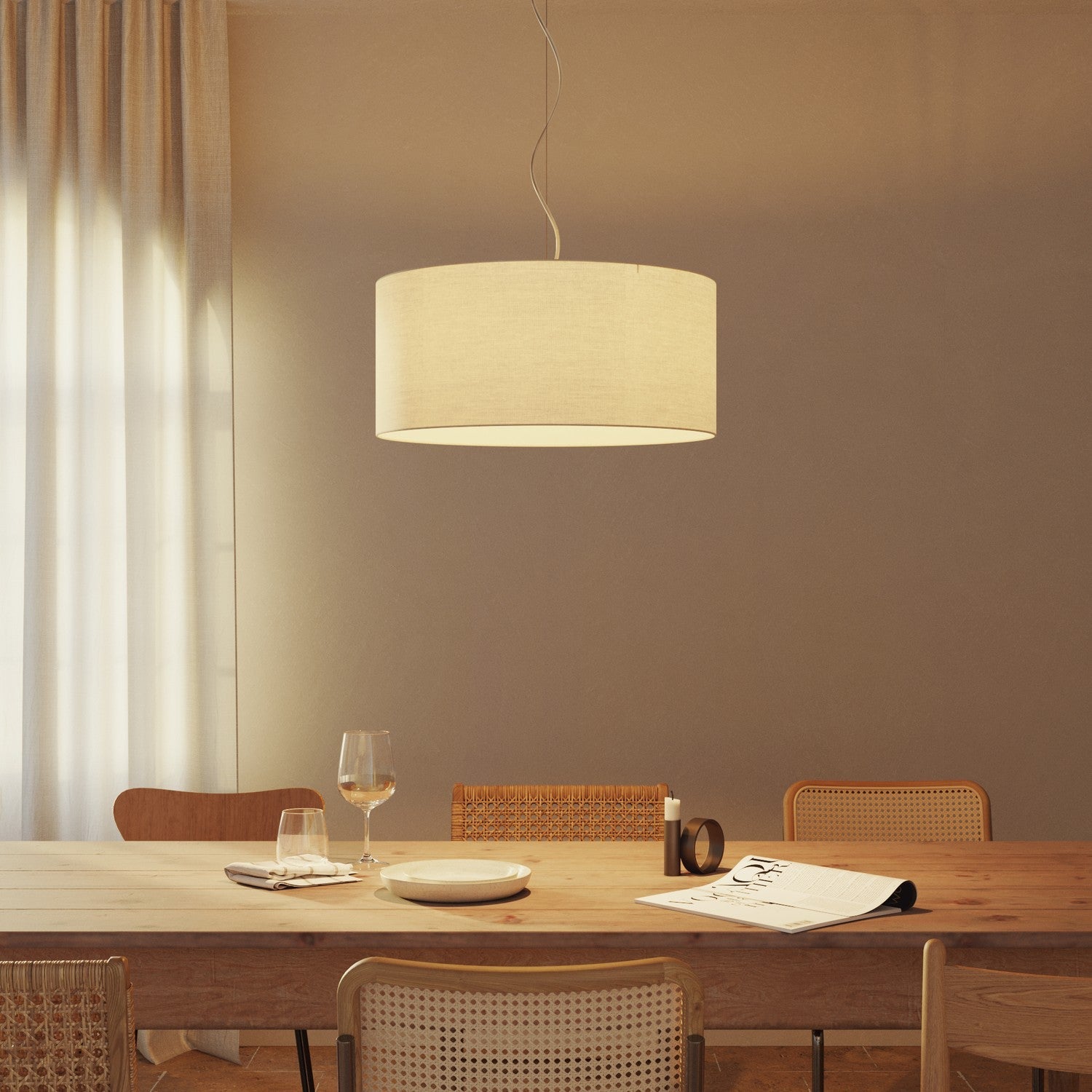 Paralume Cilindro XXL in tessuto con attacco E27 - Made in Italy - Arenal Sabbia