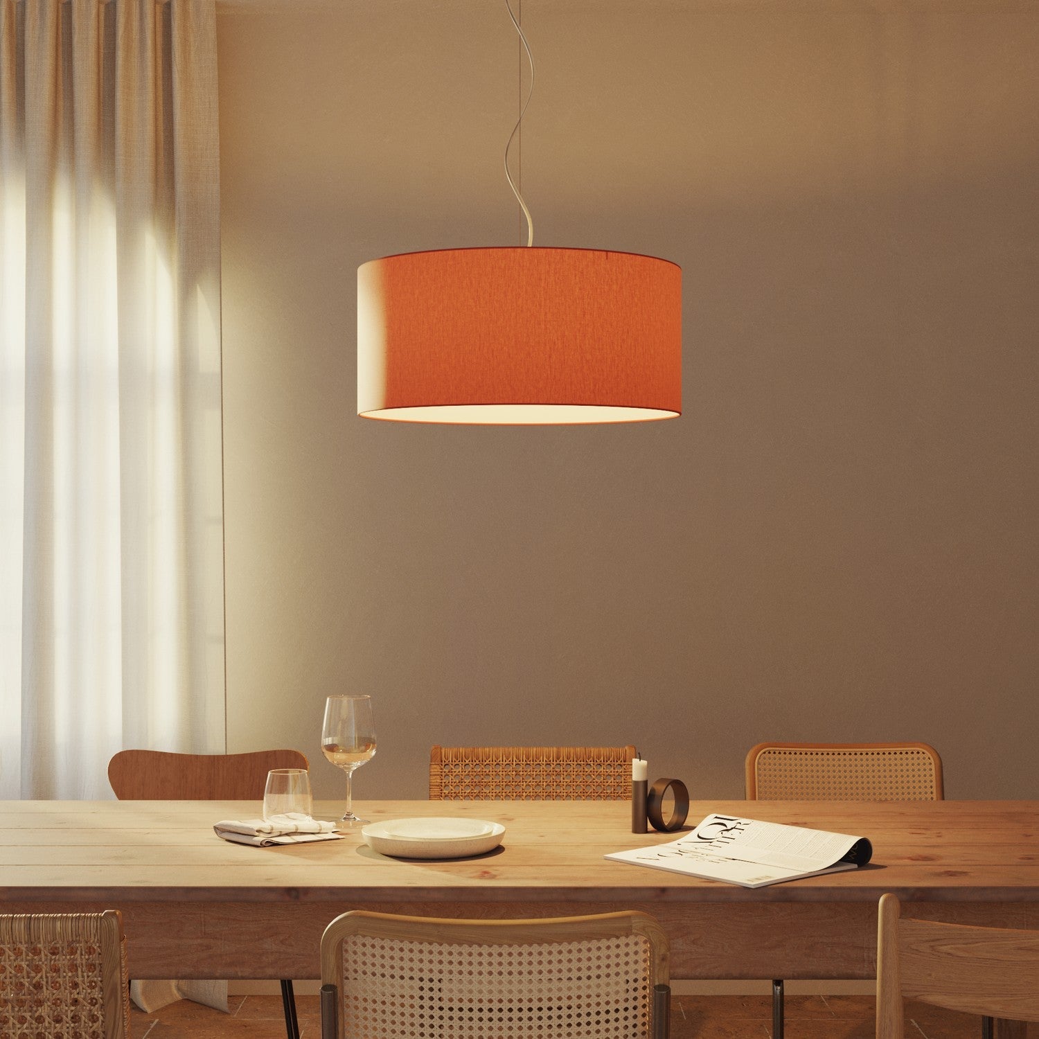 Paralume Cilindro XXL in tessuto con attacco E27 - Made in Italy - Cinette Aragosta