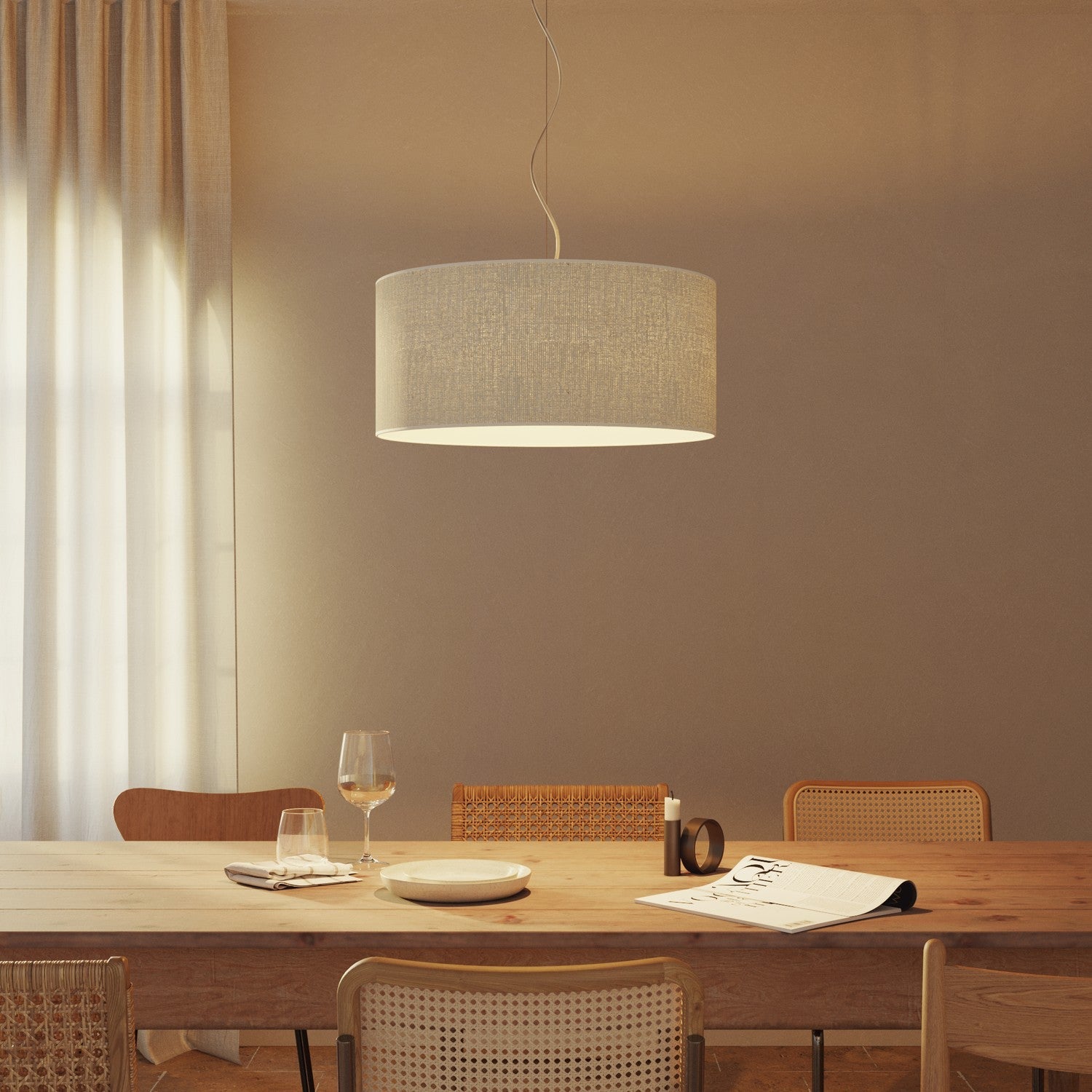 Paralume Cilindro XXL in tessuto con attacco E27 - Made in Italy - Juta Chiara