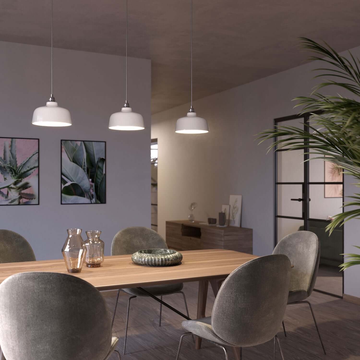 Paralume Coppa in ceramica, collezione Materia - Made in Italy - Bianco lucido