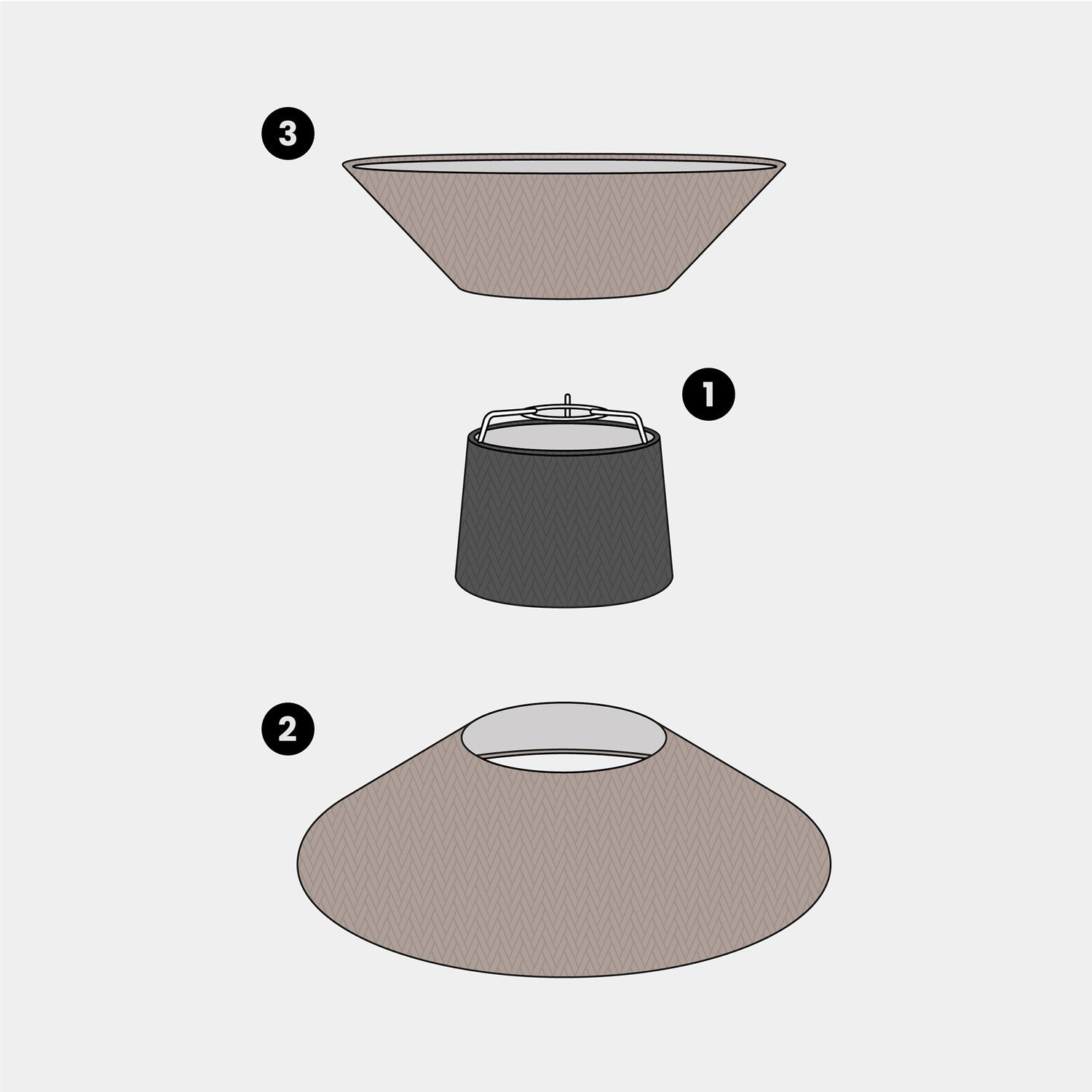 Paralume in tessuto Clessidra Arenal cenere - Made in Italy Teletta antracite