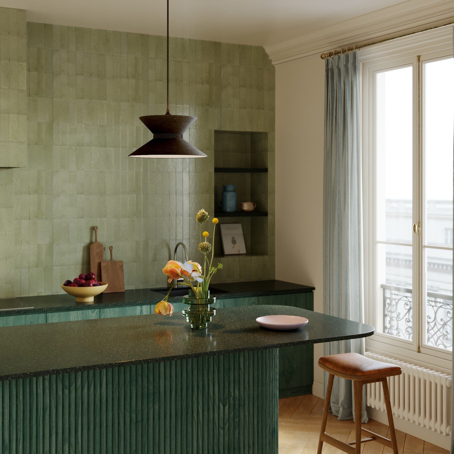 Paralume in tessuto Clessidra per lampada a sospensione - Lana Grigio Scuro Lana grigio scuro