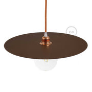 Piatto Ellepì oversize in ferro verniciato per lampade a sospensione, diametro 40 cm - Made in Italy - Effetto corten