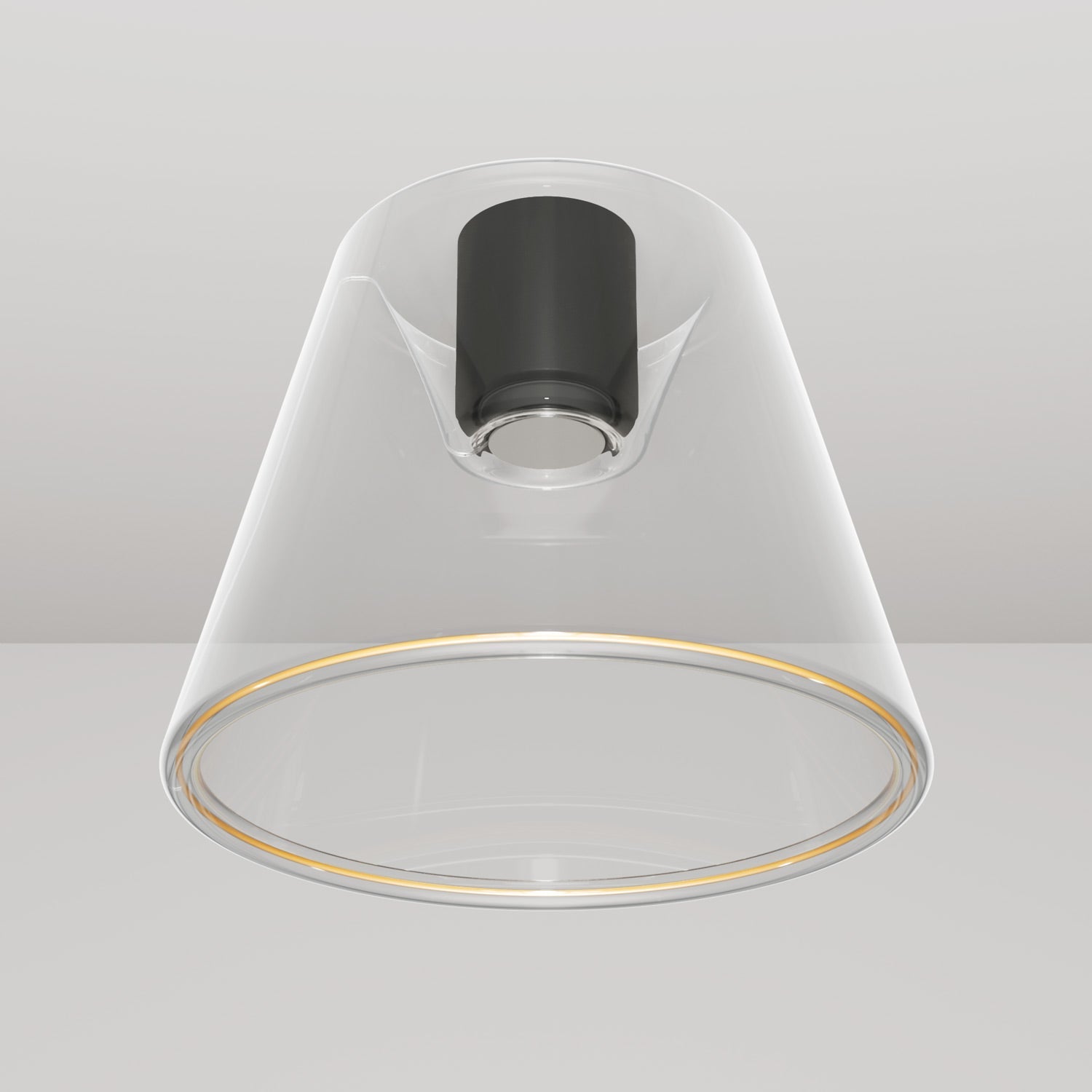 Plafoniera design con lampadina Ghost a cono trasparente - Nero