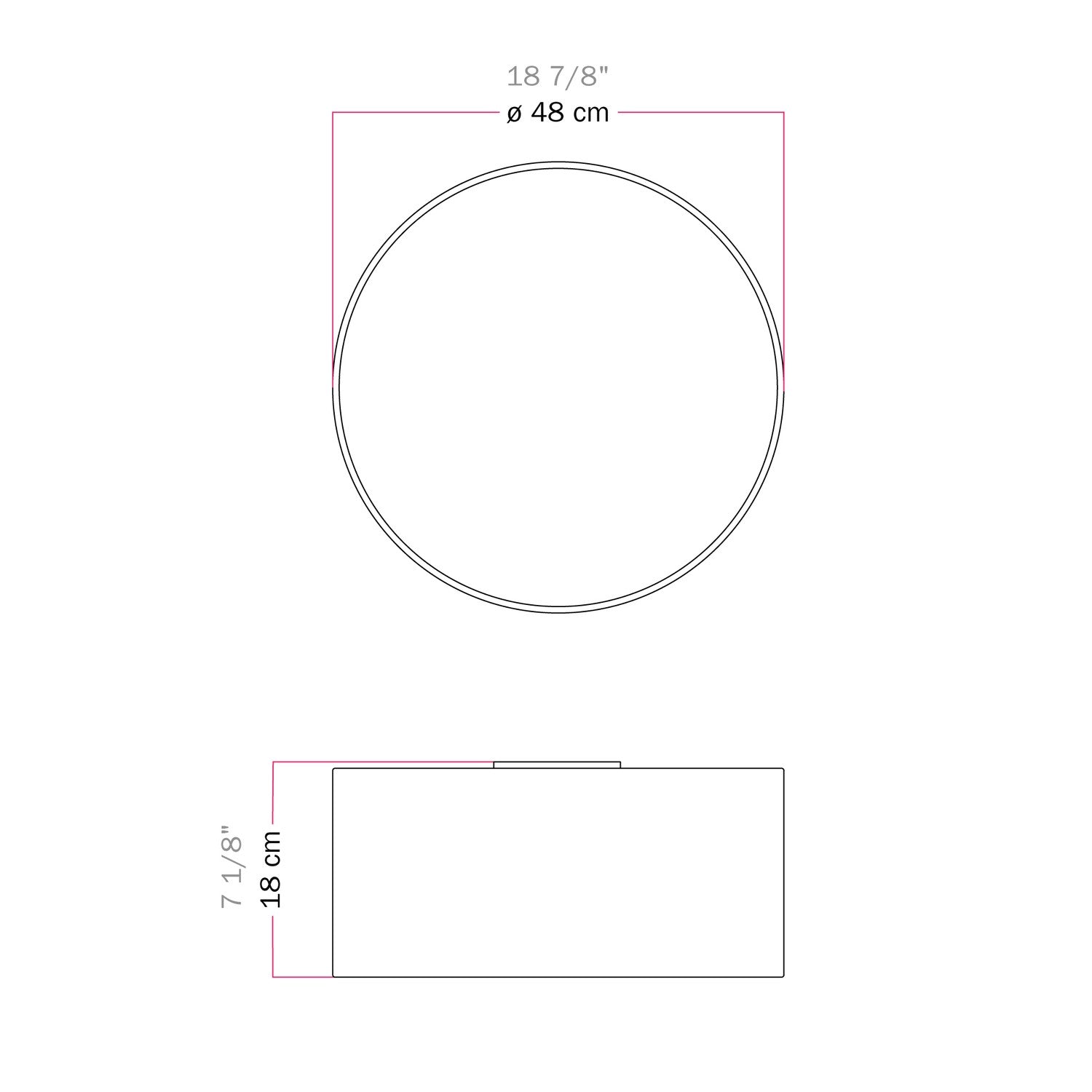 Plafoniera in tessuto Medium Slim - Made in Italy - Arenal Tortora