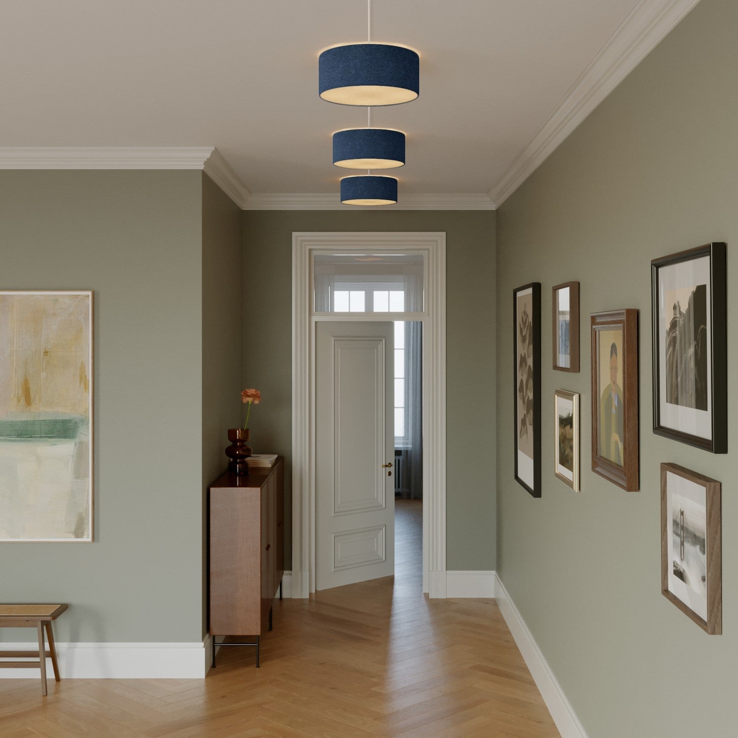 Plafoniera in tessuto Small - Made in Italy - Lana Blu