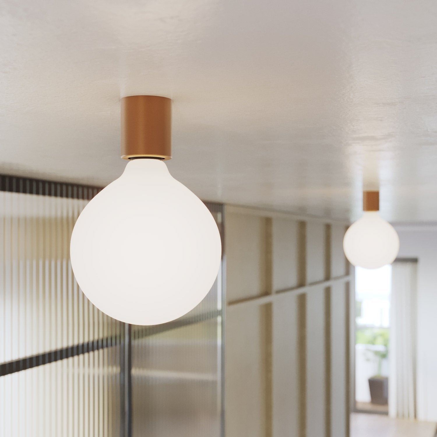 Portalampada E27 in metallo da parete o soffitto - Rame satinato