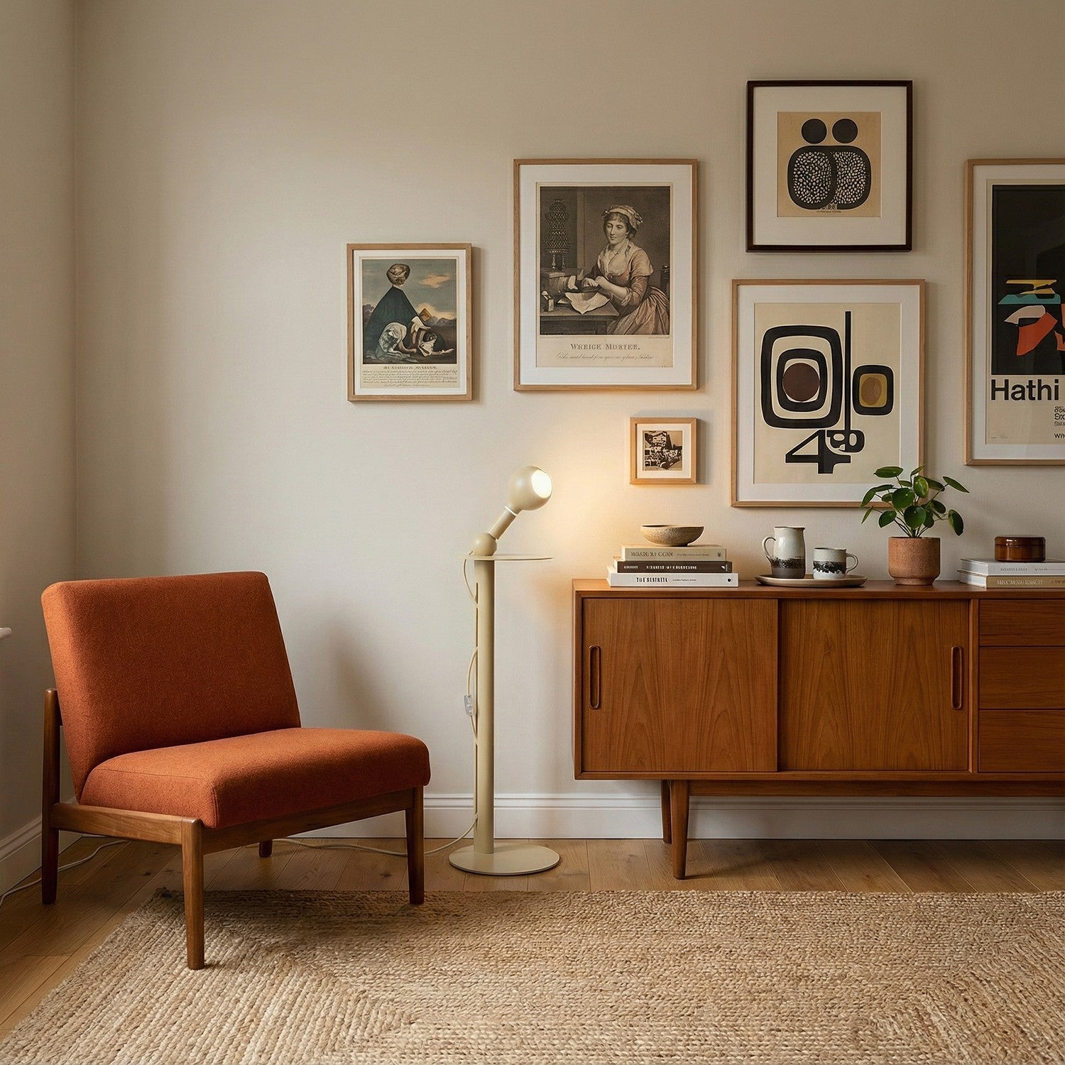 Rocco - Lampada da terra con lampadina Camo - Panna