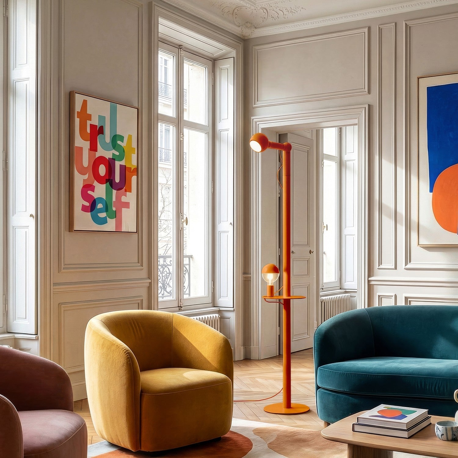 Rocco XXL - Lampada da terra con lampadina Maria e Camo - Arancio