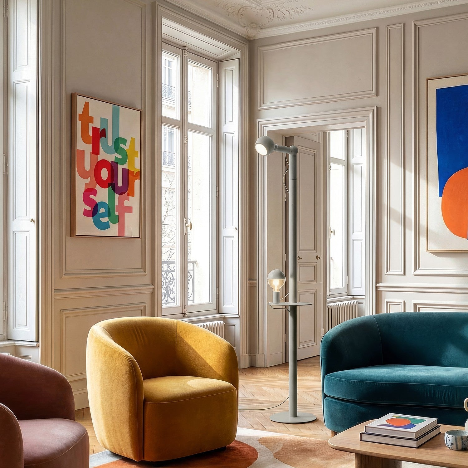 Rocco XXL - Lampada da terra con lampadina Maria e Camo - Grigio