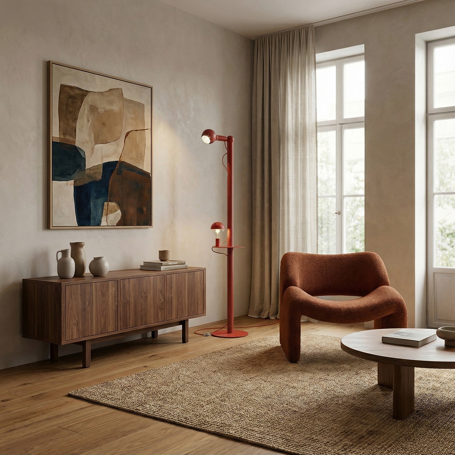 Rocco XXL - Lampada da terra con lampadina Maria e Camo - Rosso