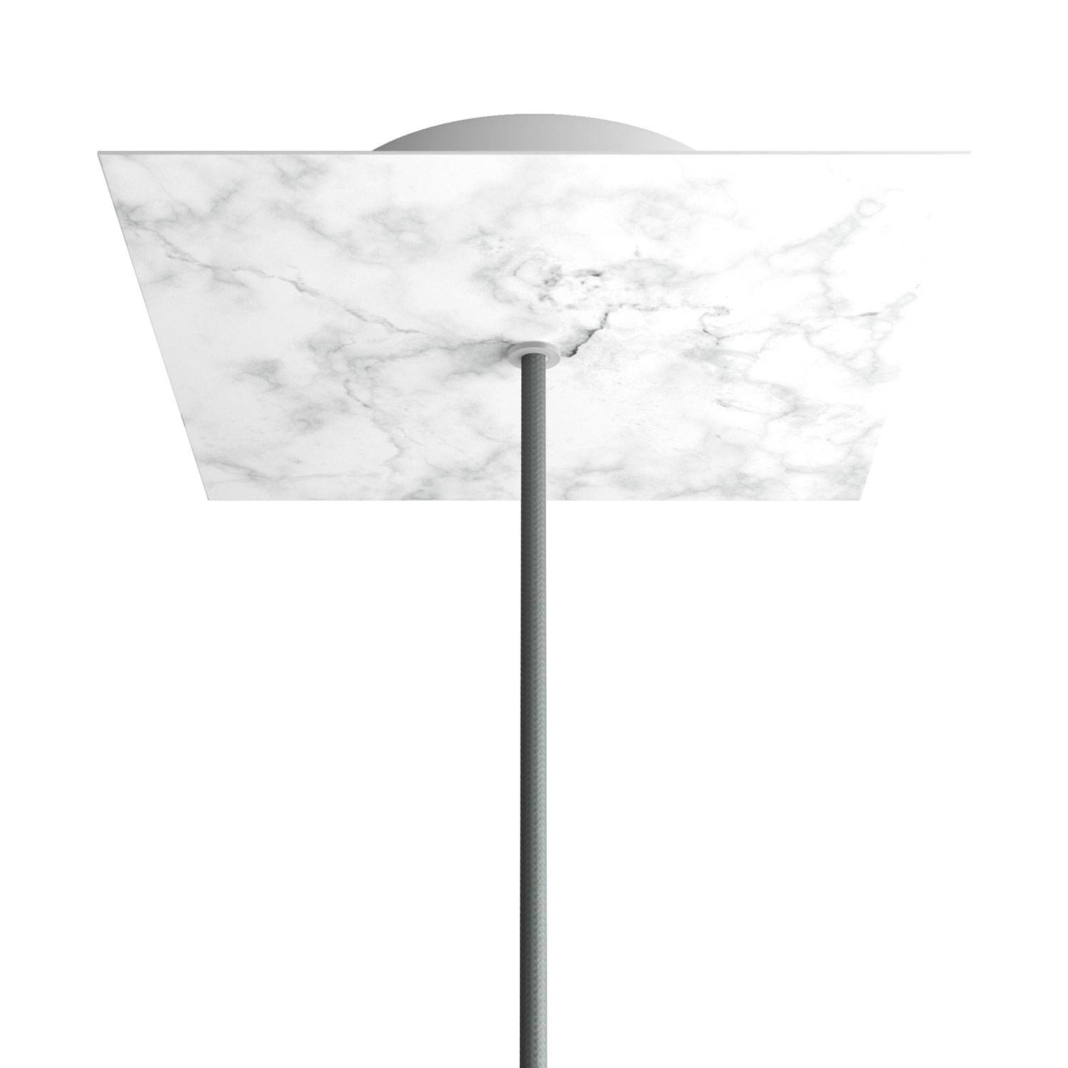 Rosone Rose-One quadrato, 200 mm con 1 foro e 4 fori laterali - Marmo Carrara Bianco