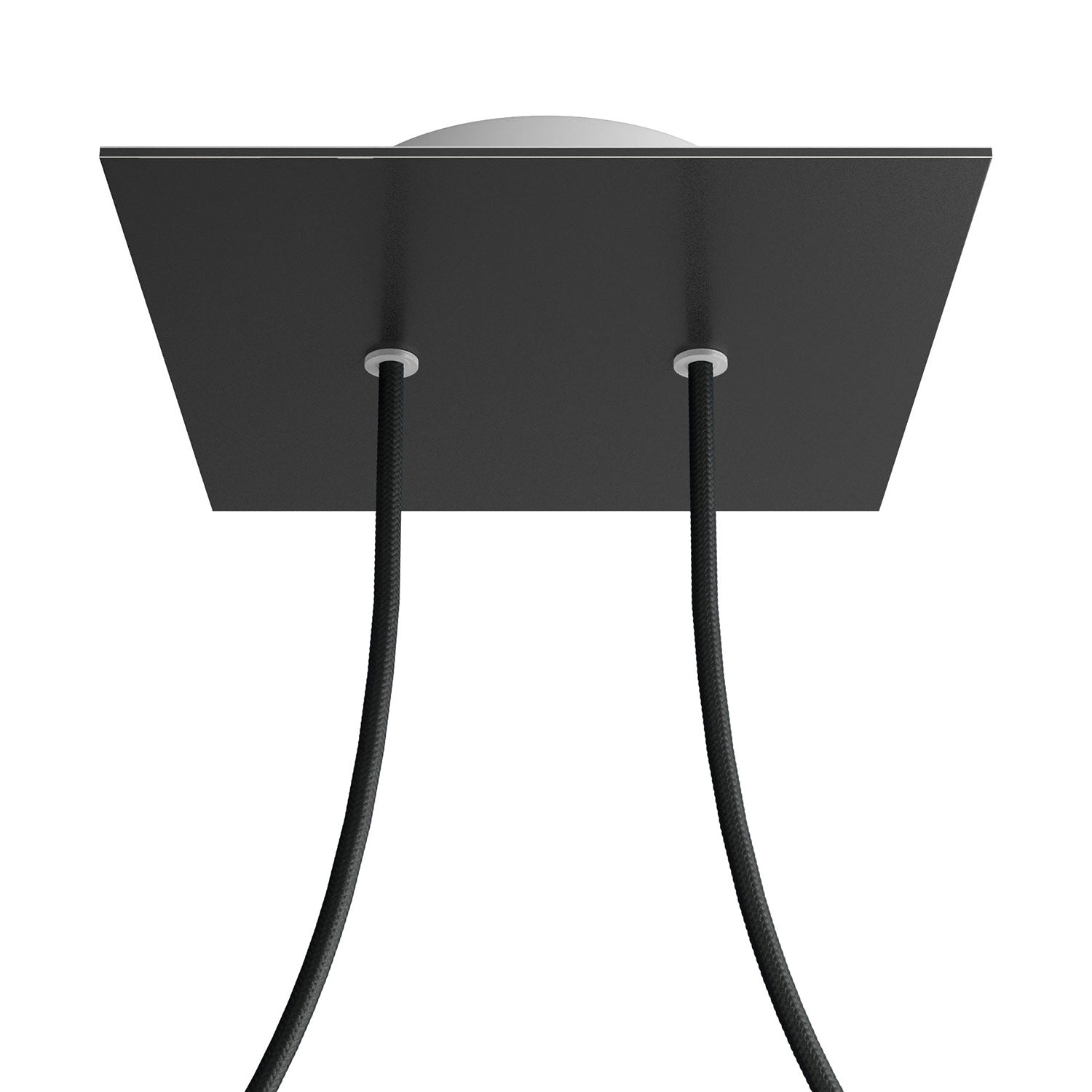 Rosone Rose-One quadrato, 200 mm con 2 fori e 4 fori laterali - Nero opaco Bianco