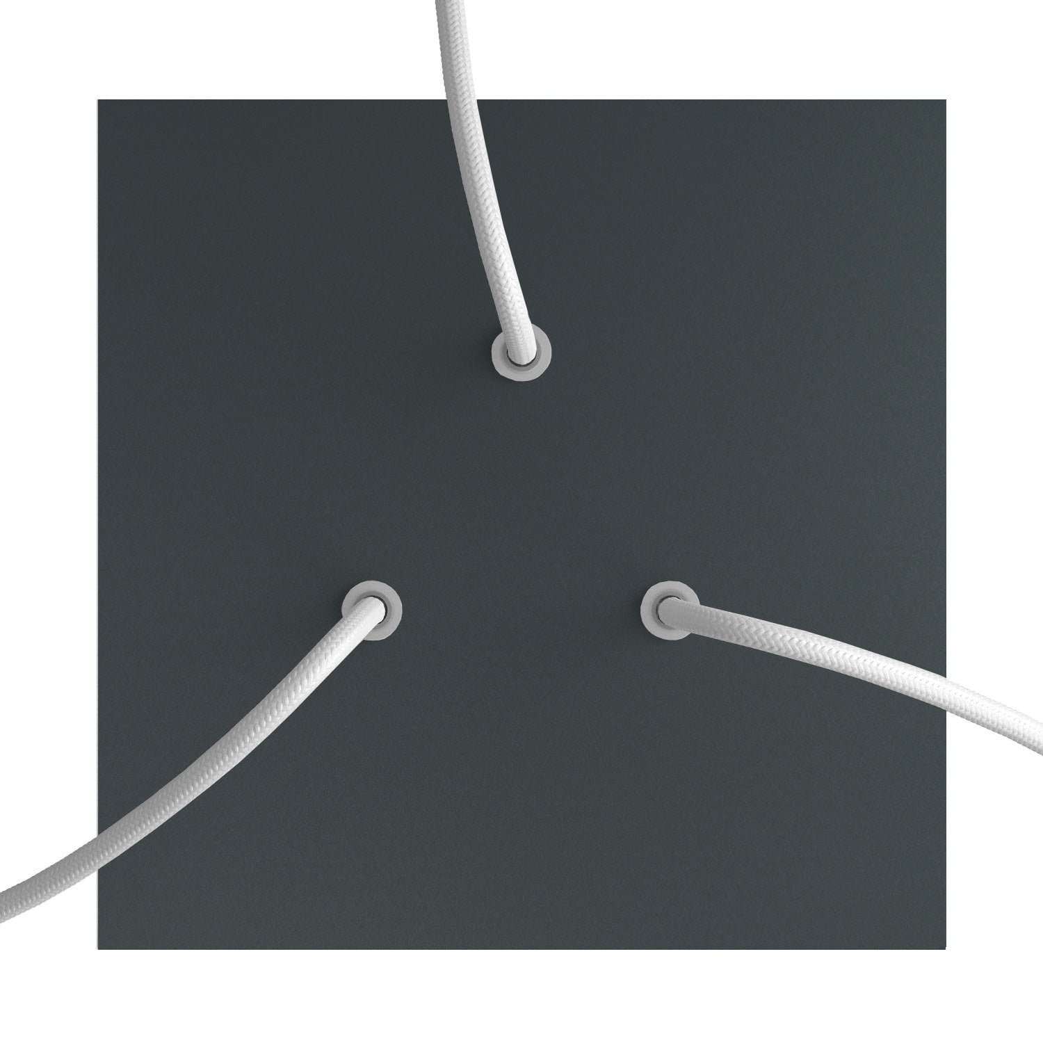 Rosone Rose-One quadrato, 200 mm con 3 fori e 4 fori laterali - Antracite Bianco