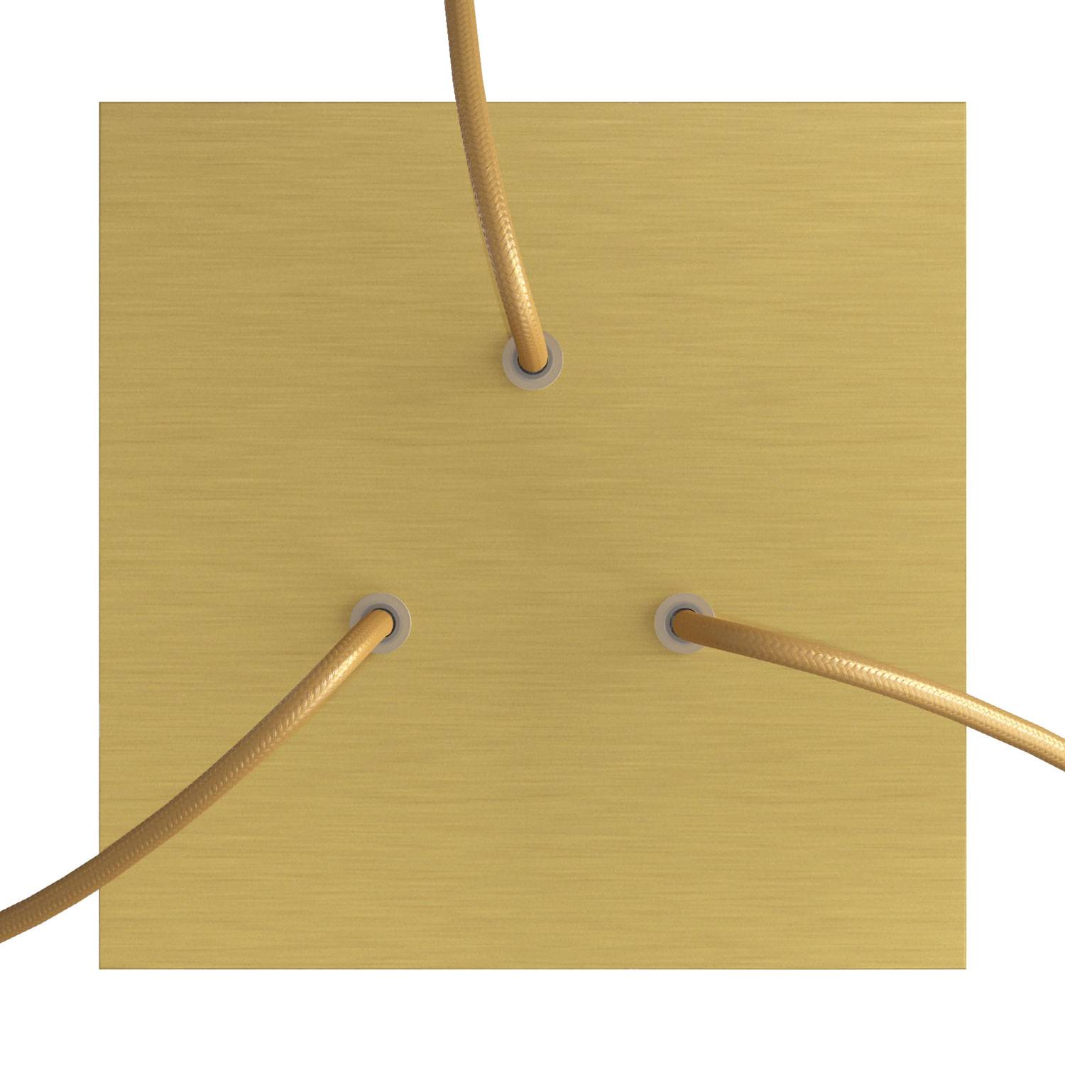 Rosone Rose-One quadrato, 200 mm con 3 fori e 4 fori laterali - Dibond Ottone satinato Bianco