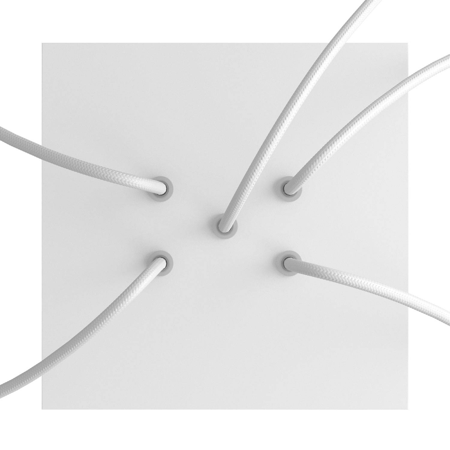 Rosone Rose-One quadrato, 200 mm con 5 fori e 4 fori laterali - Bianco opaco Bianco