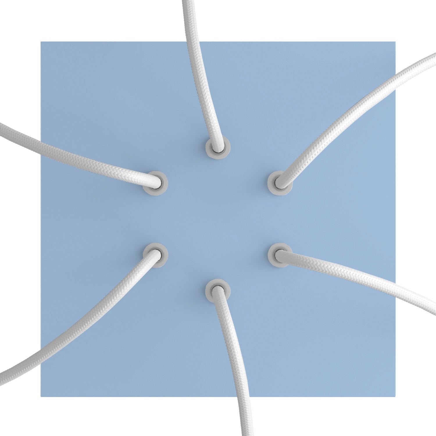 Rosone Rose-One quadrato, 200 mm con 6 fori e 4 fori laterali - Blu carta da zucchero Bianco