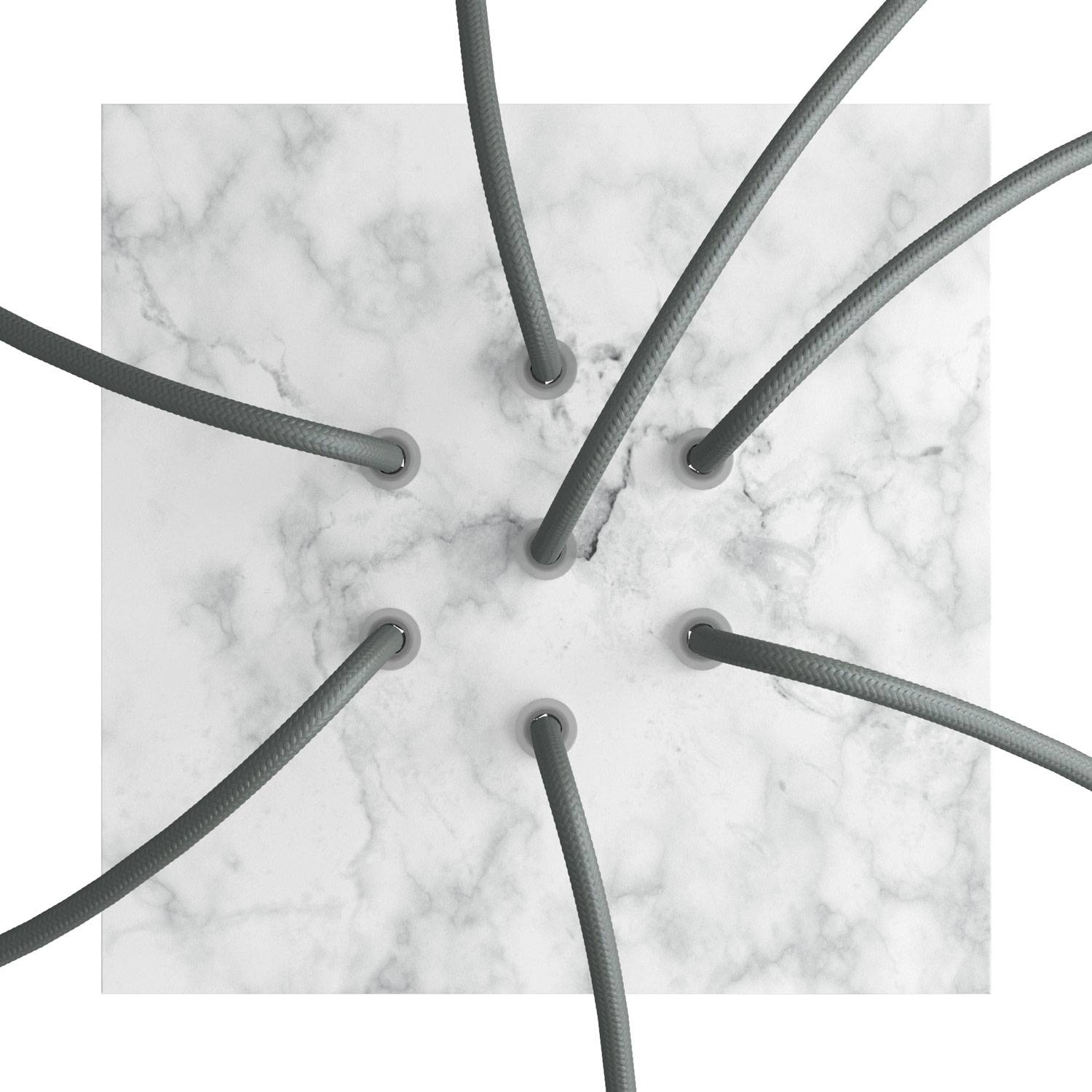 Rosone Rose-One quadrato, 200 mm con 7 fori e 4 fori laterali - Marmo Carrara Bianco