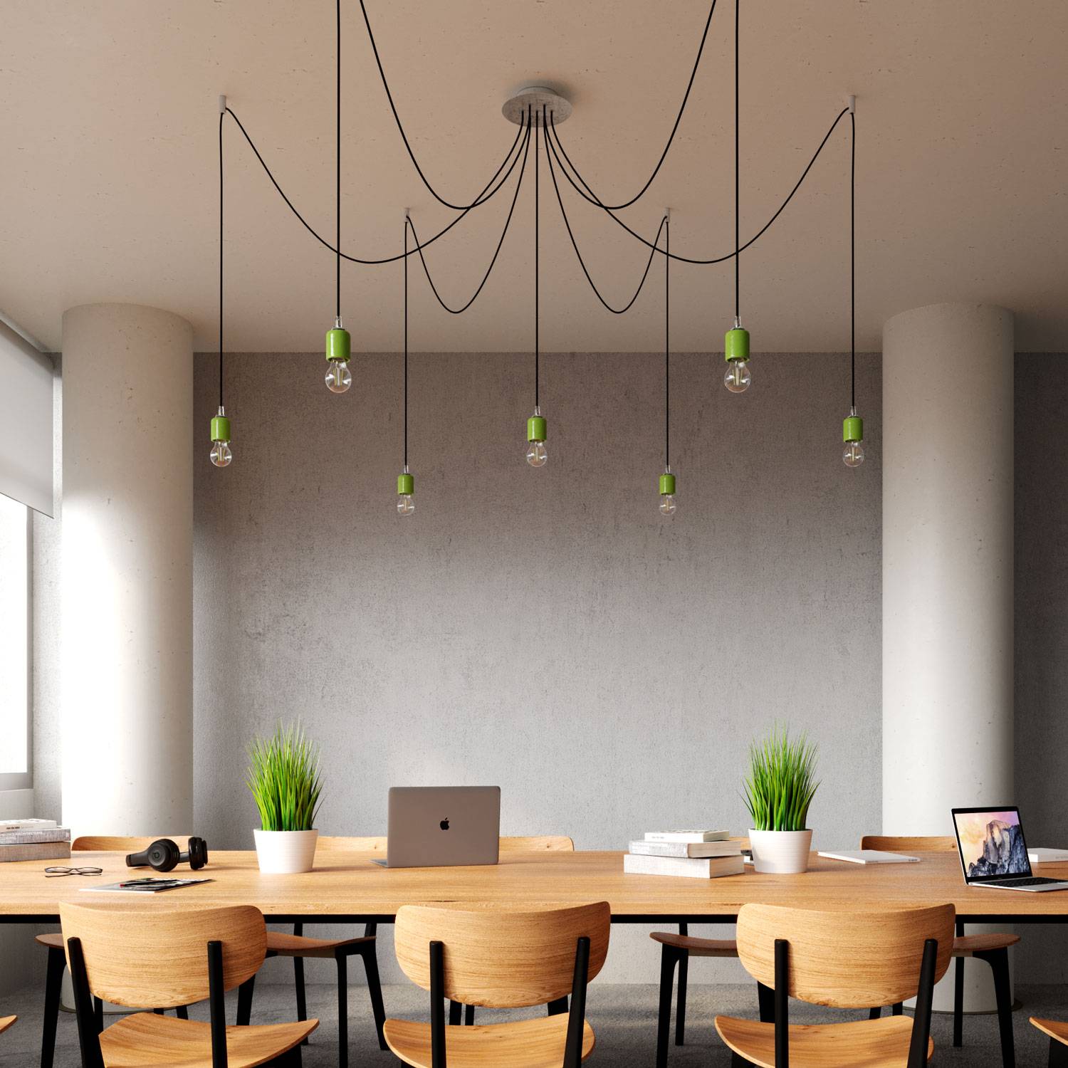 Rosone Rose-One rotondo, diametro 200 mm con 7 fori e 4 fori laterali - Verde prato Bianco