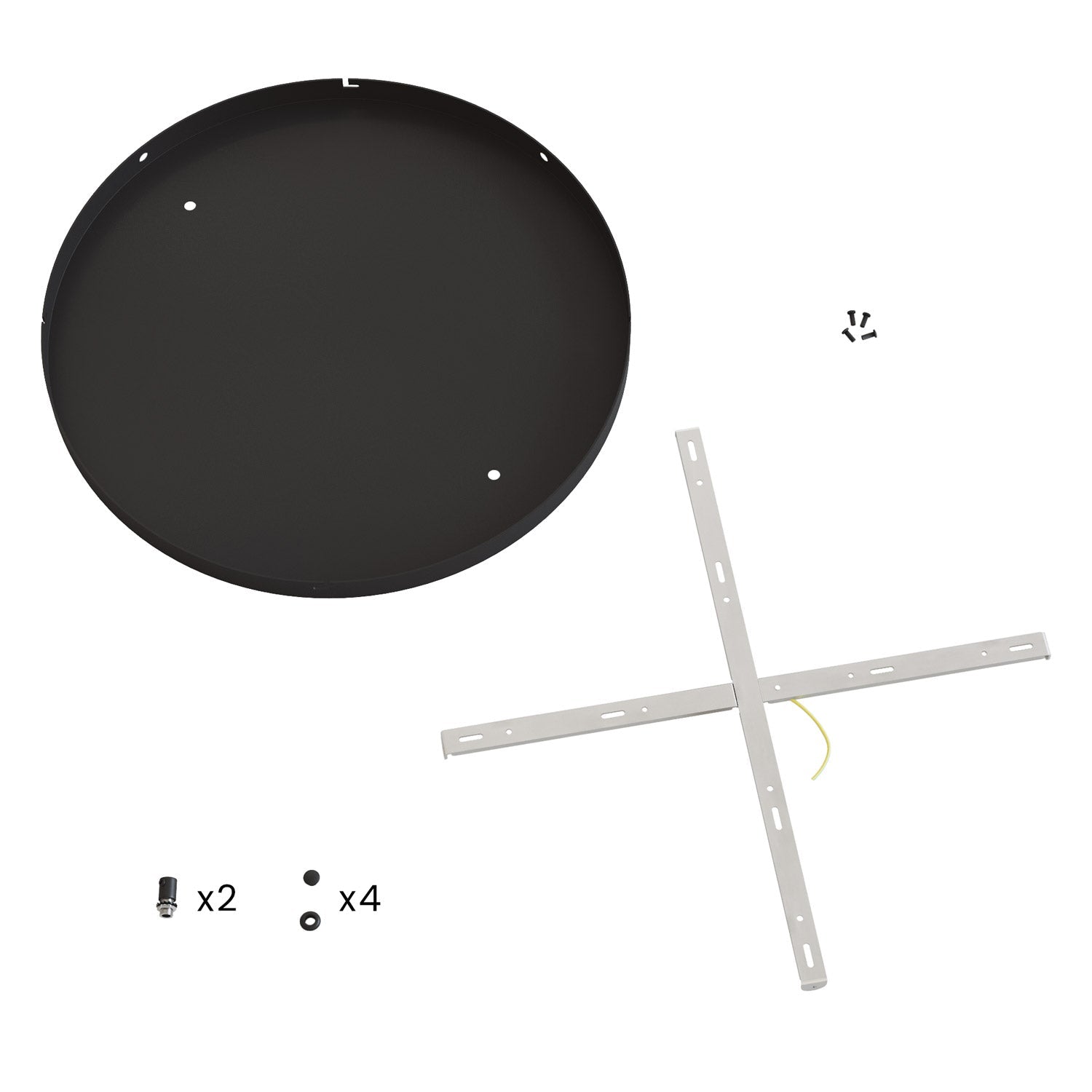Rosone rotondo in alluminio Ø 50 cm con staffa e cavo di messa a terra, con 2 fori frontali - Nero 4