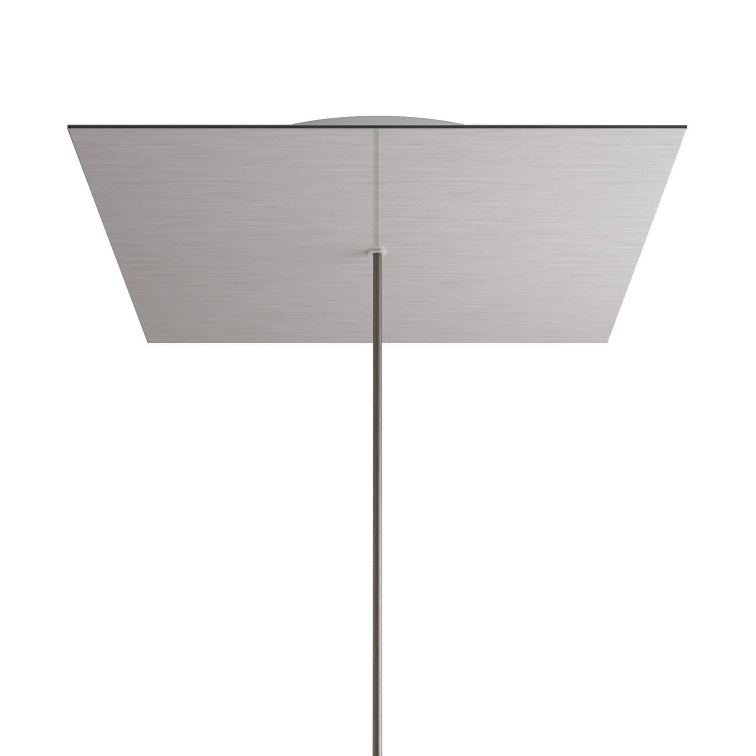 Rosone XXL Rose-One quadrato, 400 mm con 1 foro e 4 fori laterali - Dibond Acciaio satinato Bianco