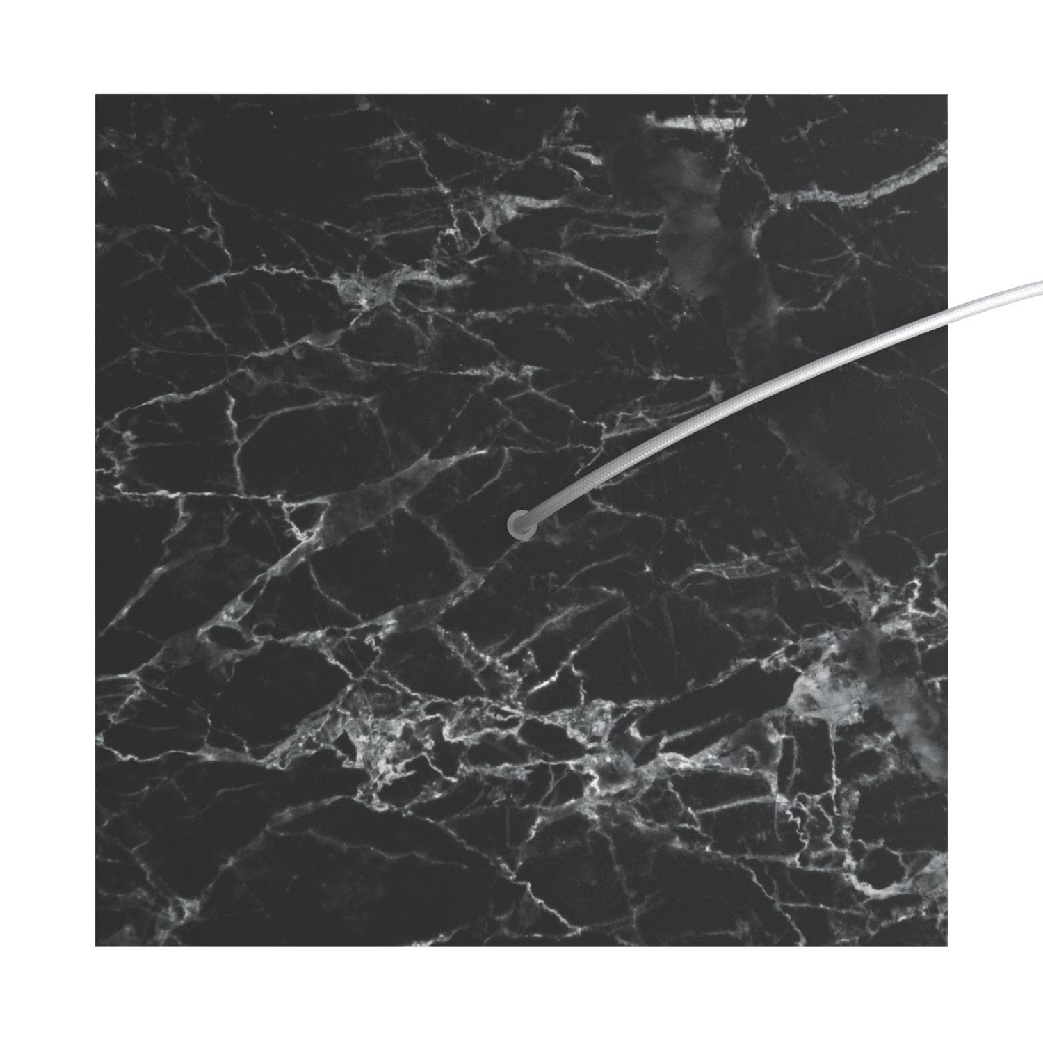 Rosone XXL Rose - One quadrato, 400 mm con 1 foro e 4 fori laterali - Marmo Marquina - Creative Cables