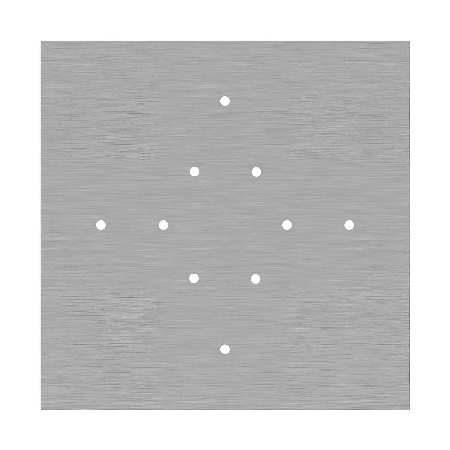 Rosone XXL Rose-One quadrato, 400 mm con 10 fori e 4 fori laterali - Dibond Acciaio satinato Bianco