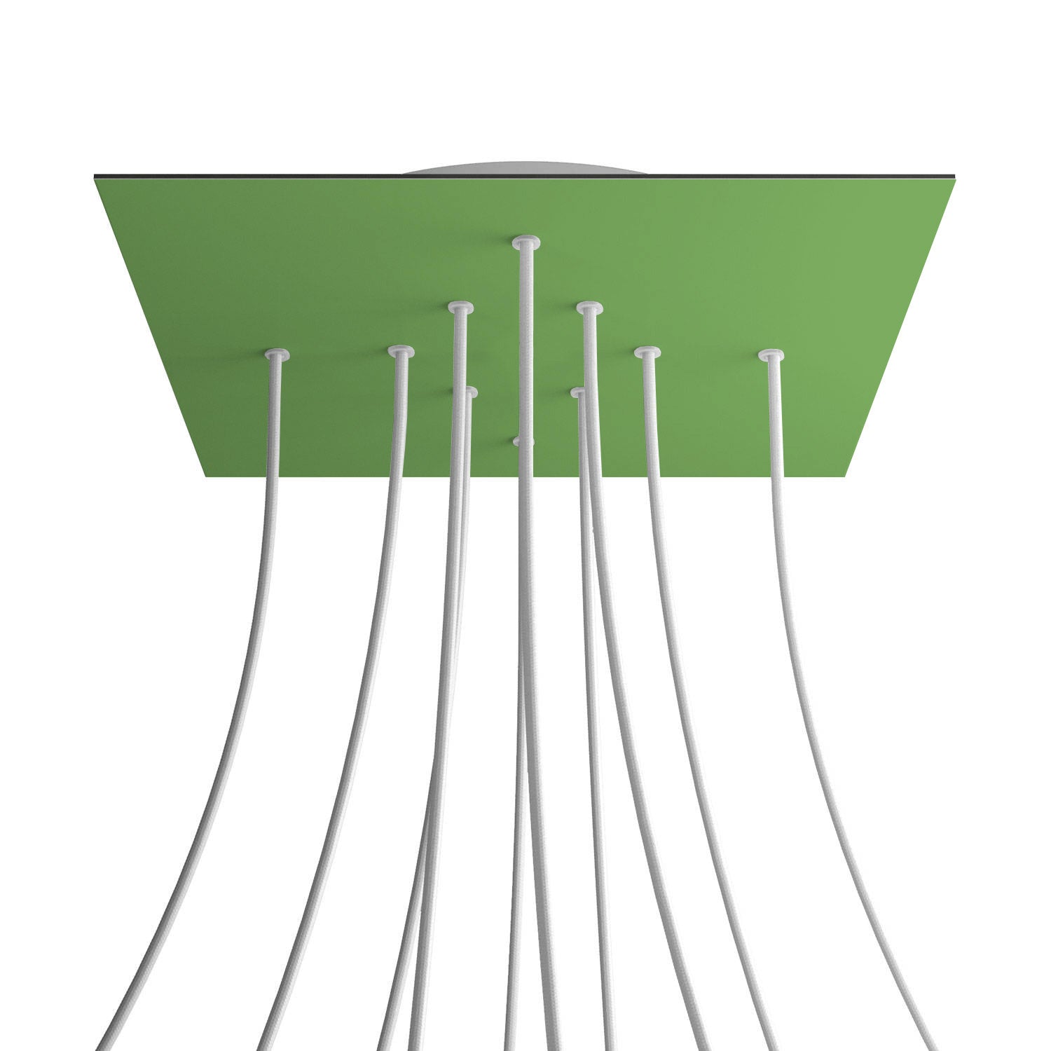 Rosone XXL Rose - One quadrato, 400 mm con 10 fori e 4 fori laterali - Verde prato - Creative Cables