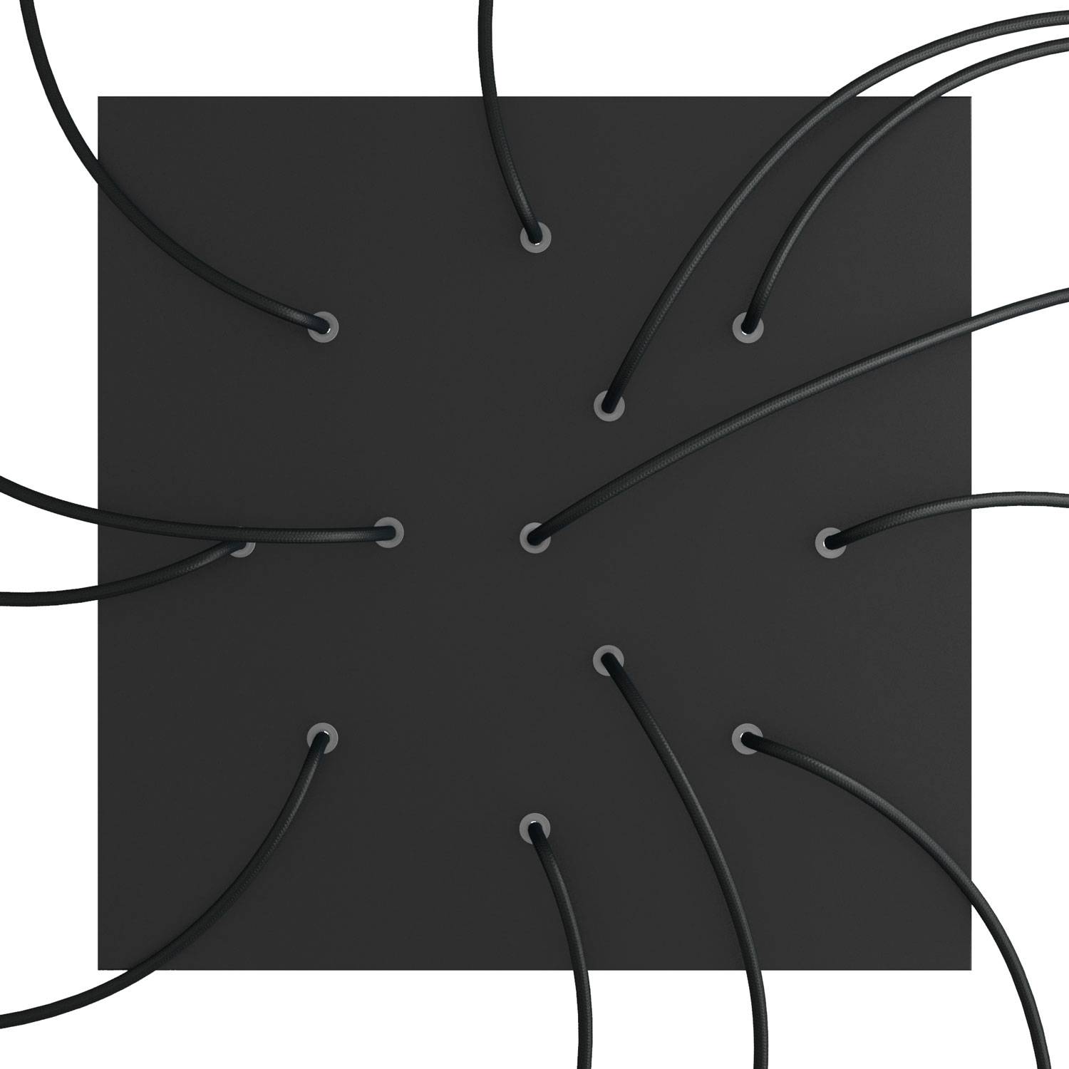 Rosone XXL Rose-One quadrato, 400 mm con 12 fori e 4 fori laterali - Nero opaco Bianco