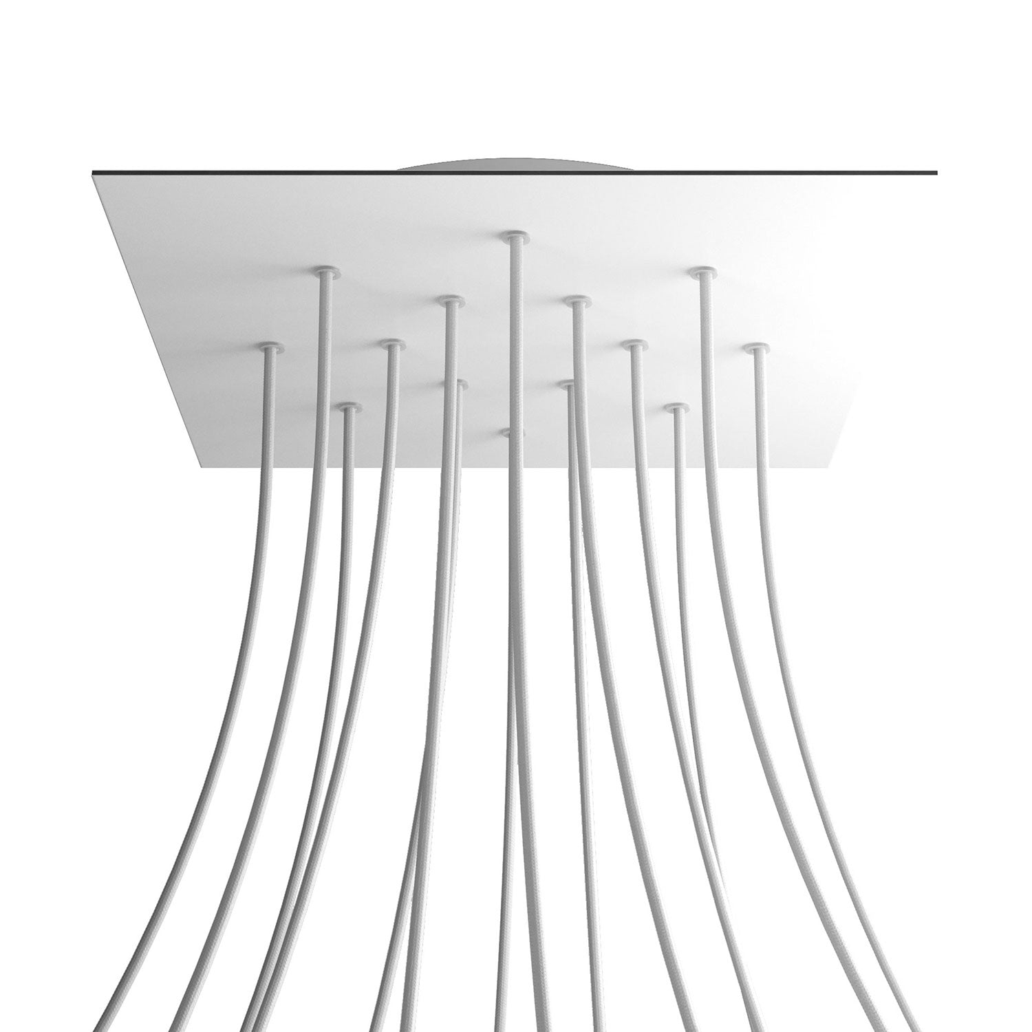 Rosone XXL Rose - One quadrato, 400 mm con 14 fori e 4 fori laterali - Bianco opaco - Creative Cables