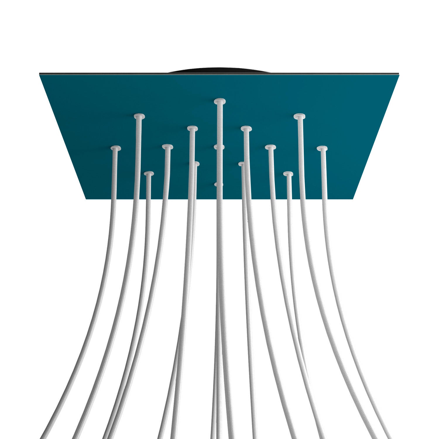 Rosone XXL Rose-One quadrato, 400 mm con 15 fori e 4 fori laterali - Petrolio Nero