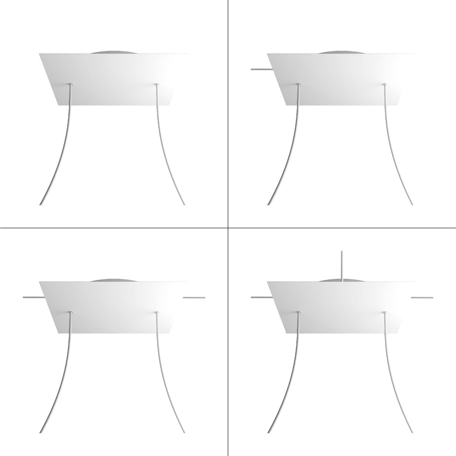 Rosone XXL Rose-One quadrato, 400 mm con 2 fori e 4 fori laterali - Verde prato Bianco