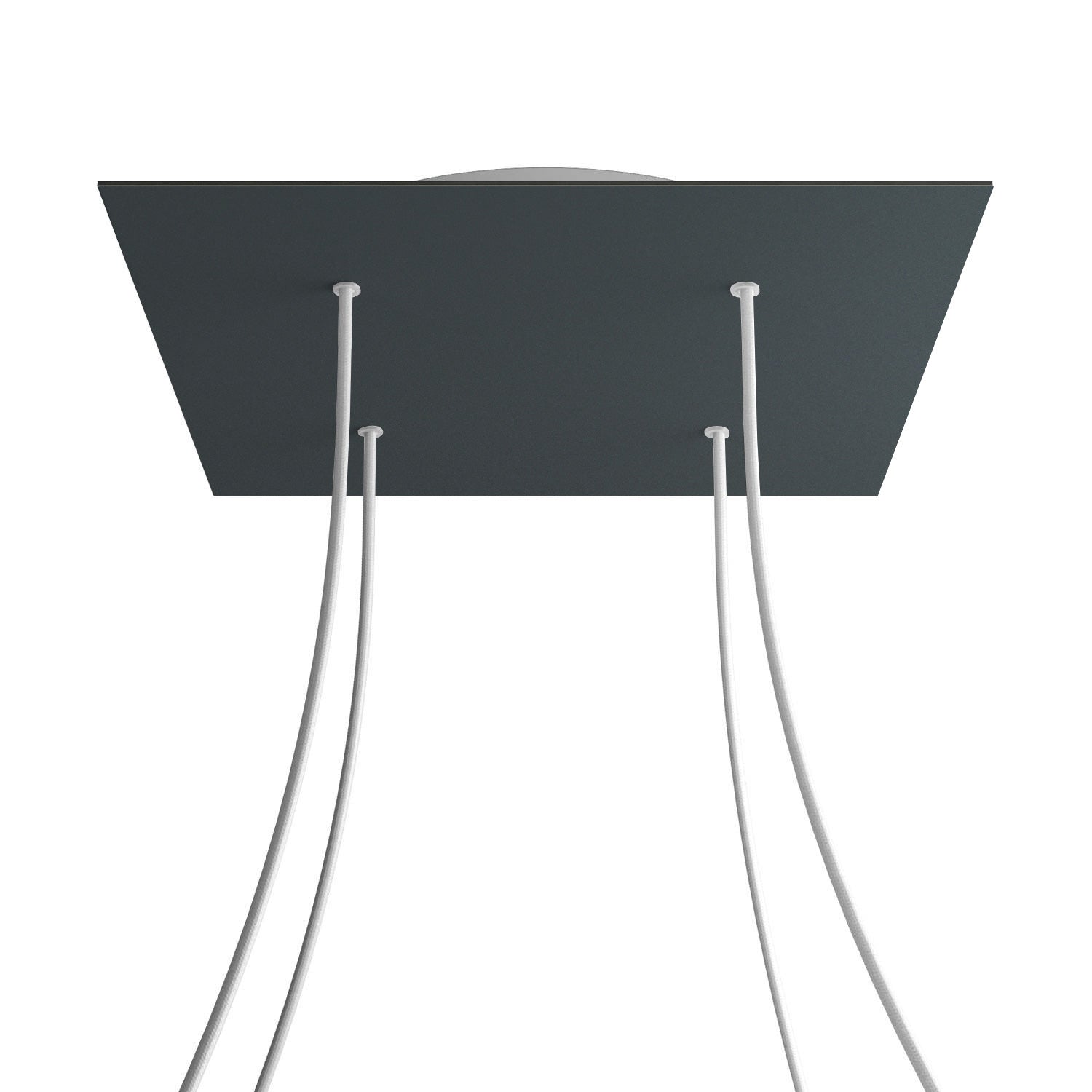 Rosone XXL Rose - One quadrato, 400 mm con 4 fori e 4 fori laterali - Antracite - Creative Cables