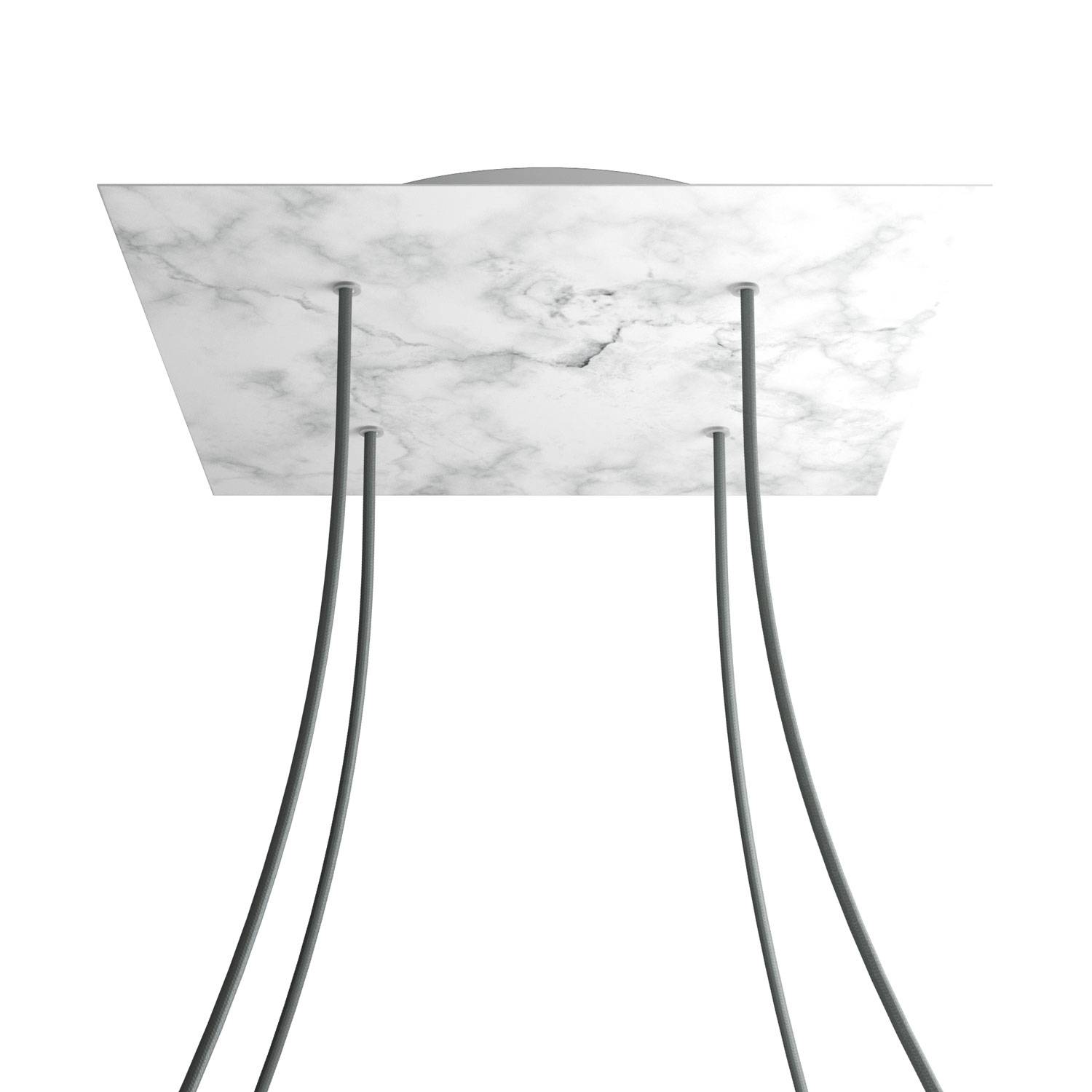 Rosone XXL Rose - One quadrato, 400 mm con 4 fori e 4 fori laterali - Marmo Carrara - Creative Cables