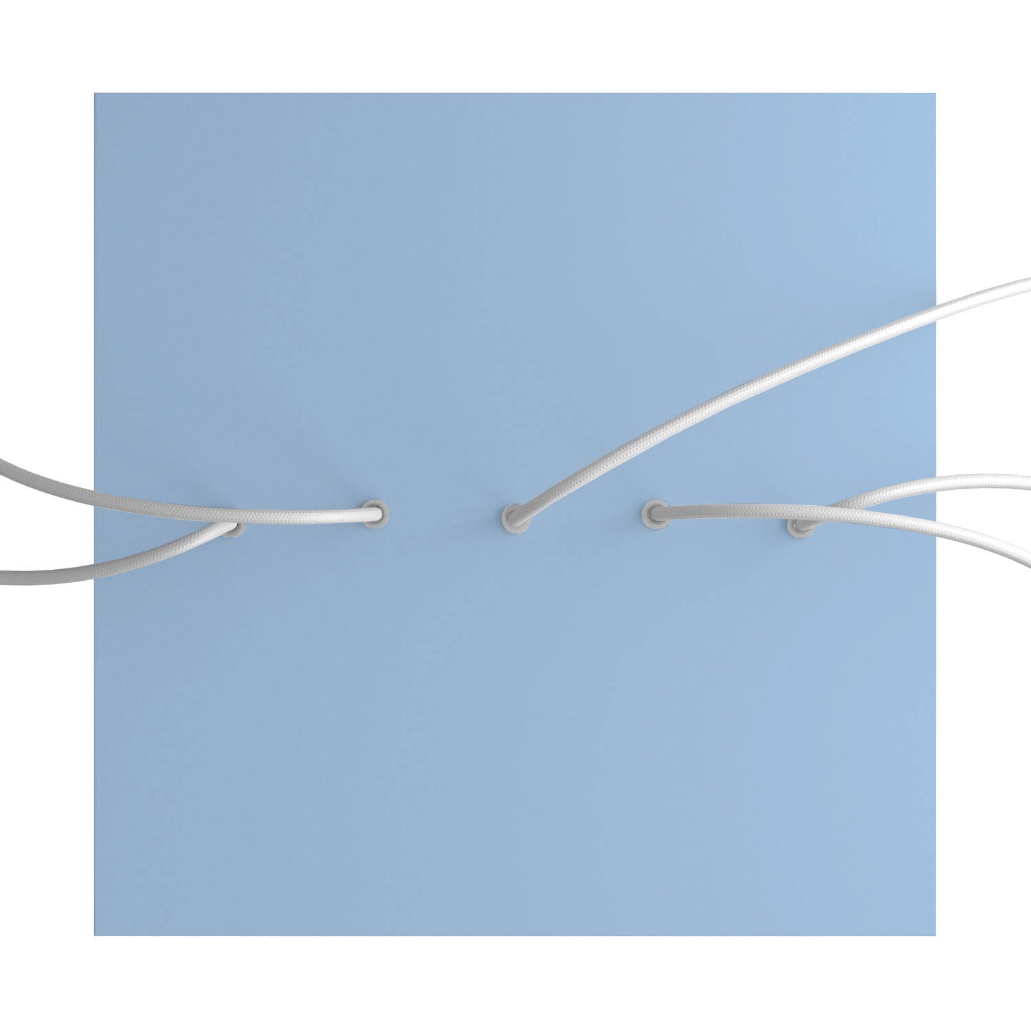 Rosone XXL Rose - One quadrato, 400 mm con 5 fori in linea e 4 fori laterali - Blu carta da zucchero - Creative Cables