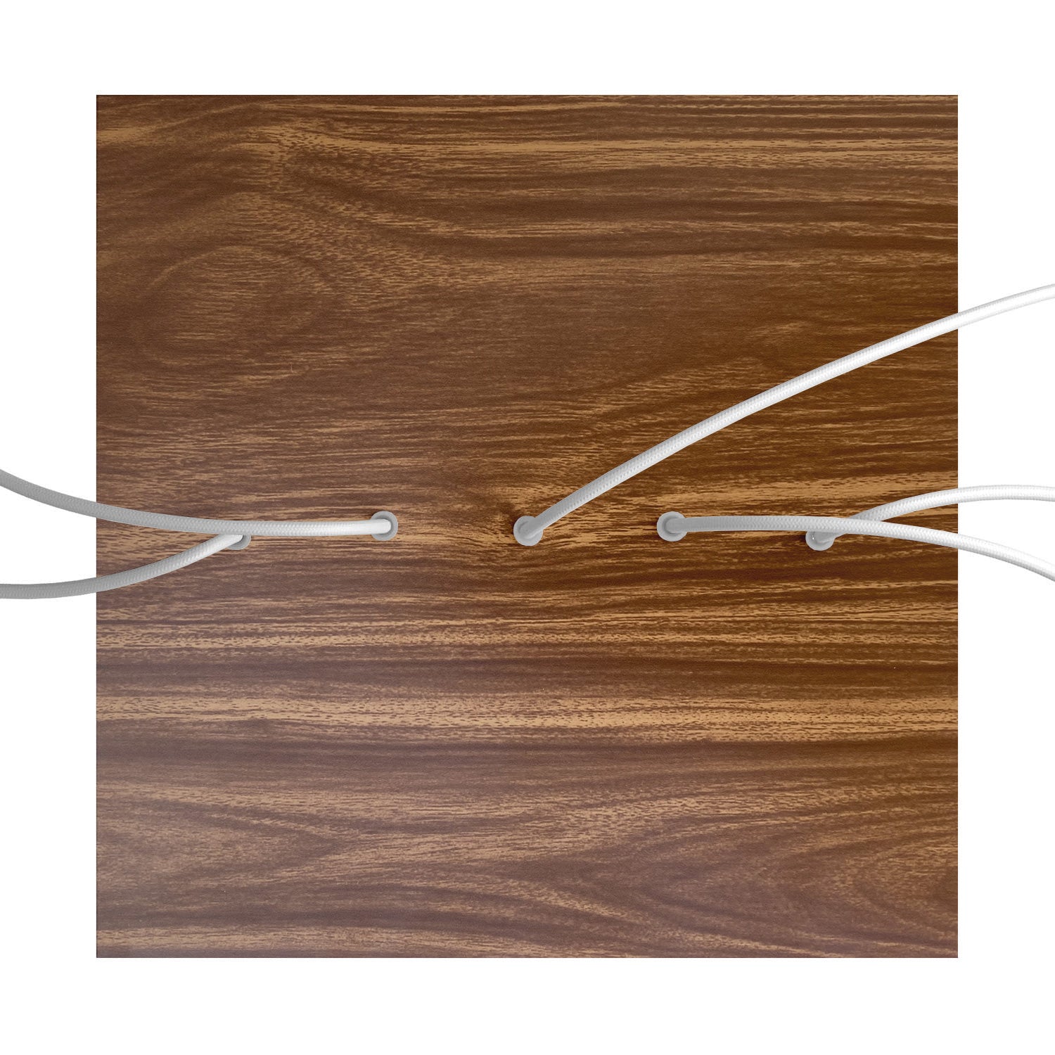 Rosone XXL Rose-One quadrato, 400 mm con 5 fori in linea e 4 fori laterali - Legno Bianco