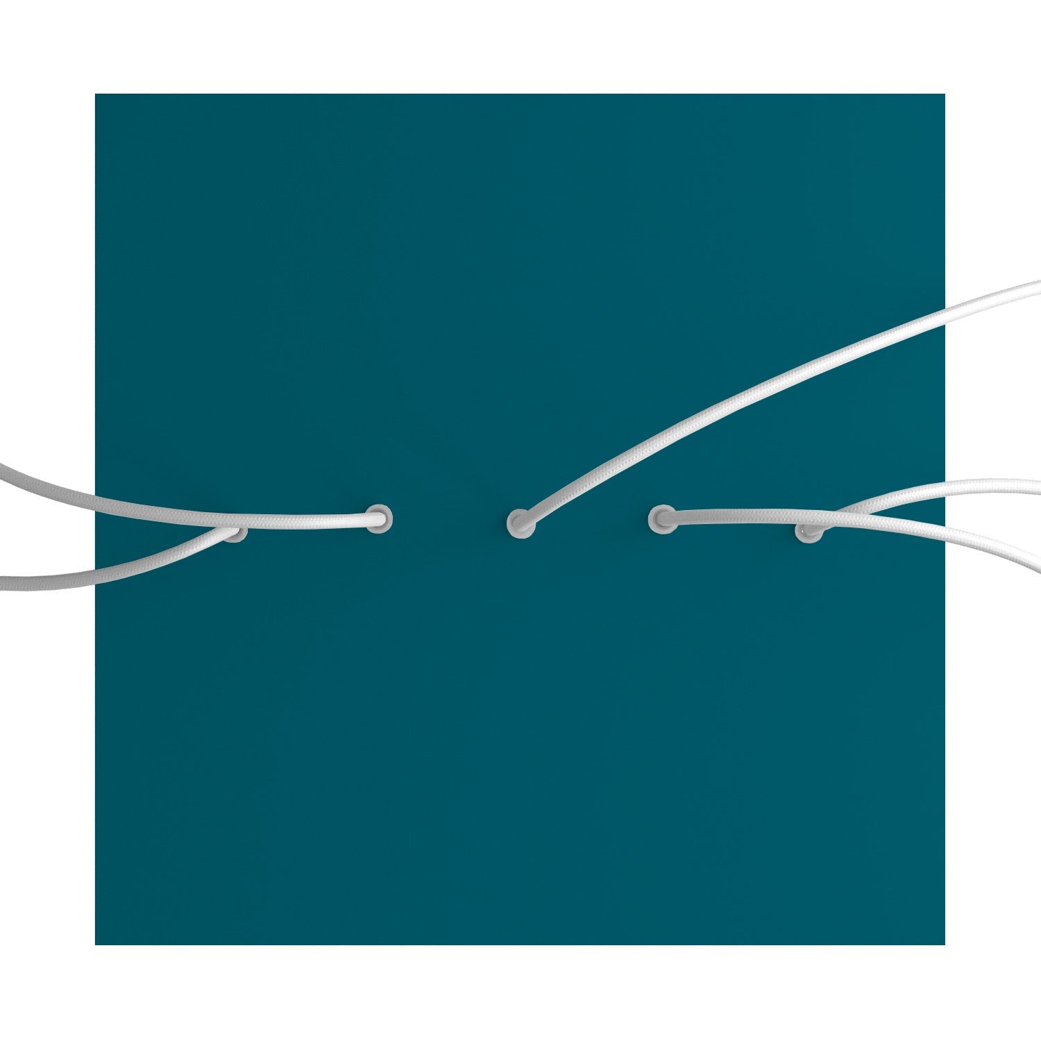 Rosone XXL Rose - One quadrato, 400 mm con 5 fori in linea e 4 fori laterali - Petrolio - Creative Cables