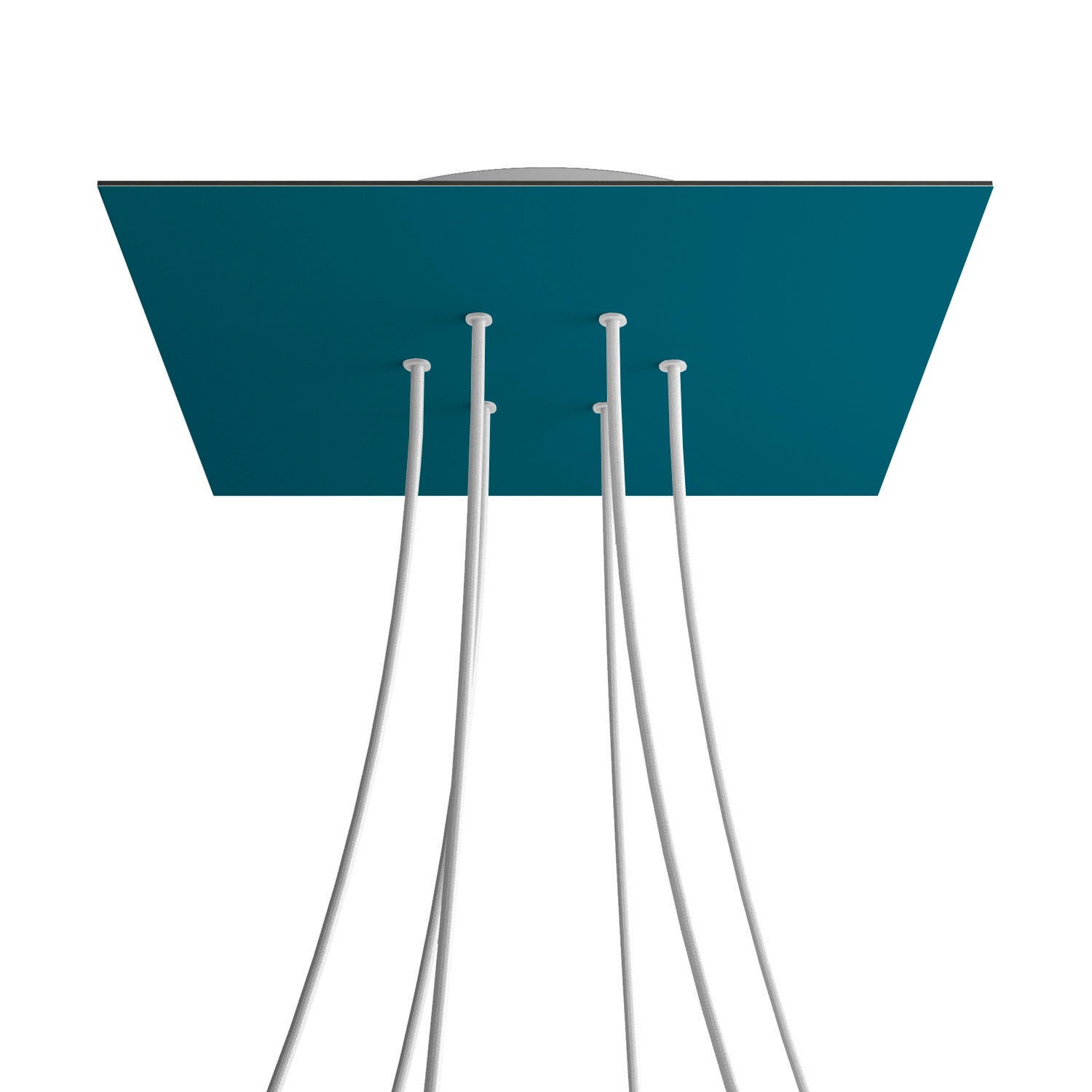 Rosone XXL Rose-One quadrato, 400 mm con 6 fori e 4 fori laterali - Petrolio Bianco